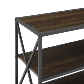60" Industrial X-Frame Steel & Dark Walnut Credenza - Image 4