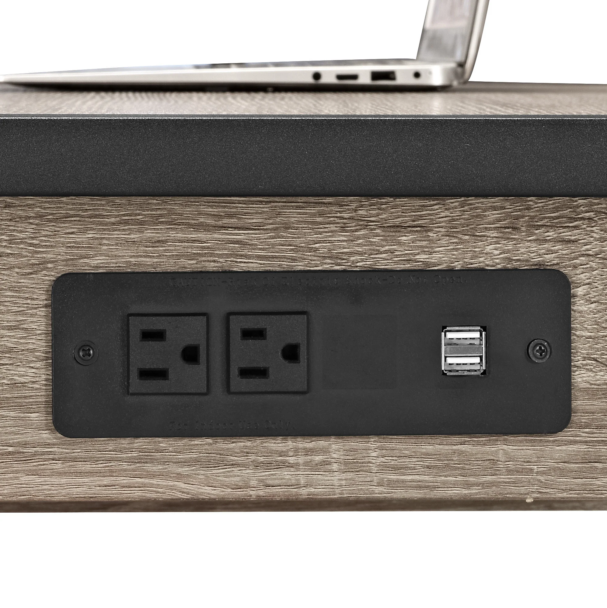 60" Modern Desk with Built-In Plugs in Driftwood Finish - Image 4