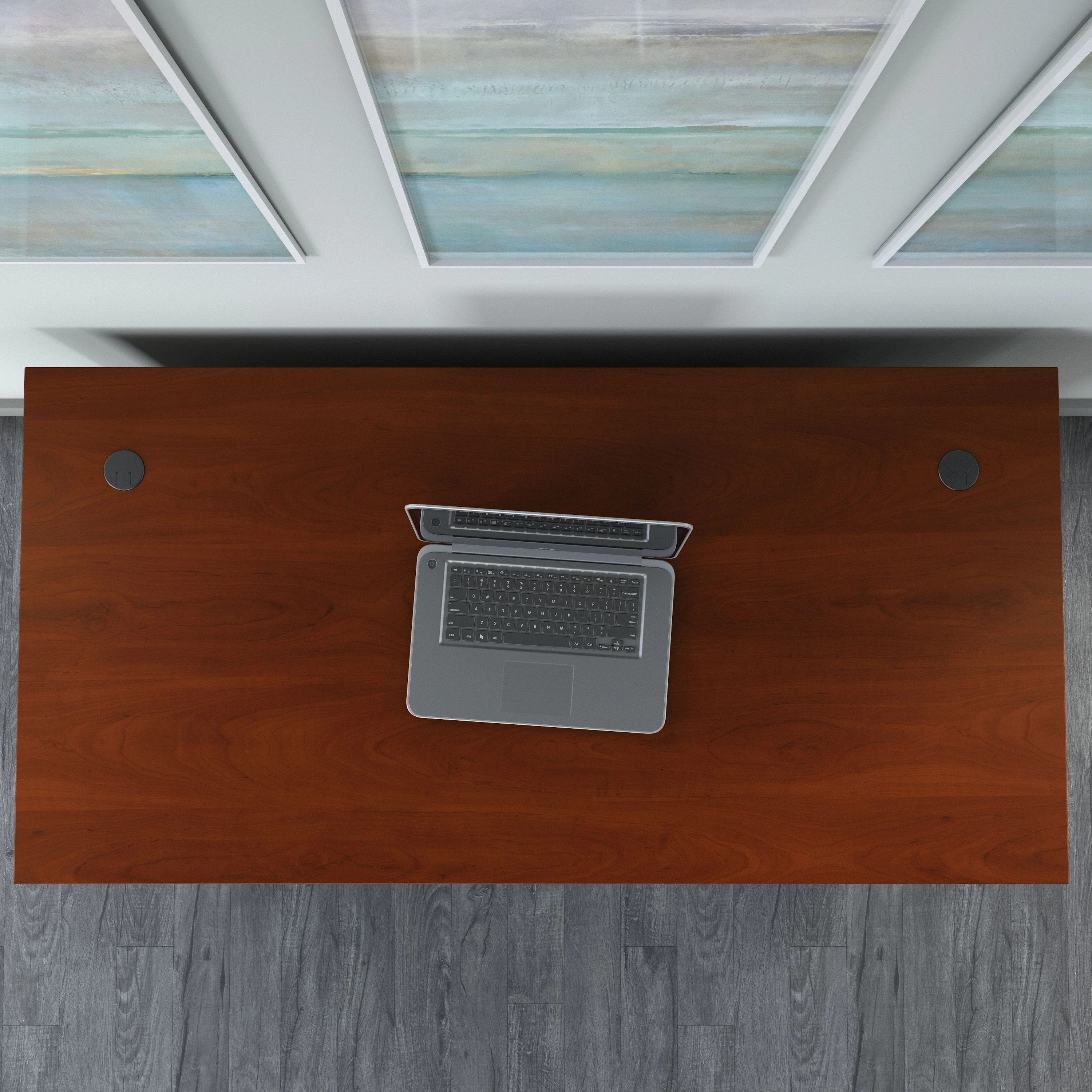 60" Modern Executive Desk in Hansen Cherry & Graphite Gray - Image 3