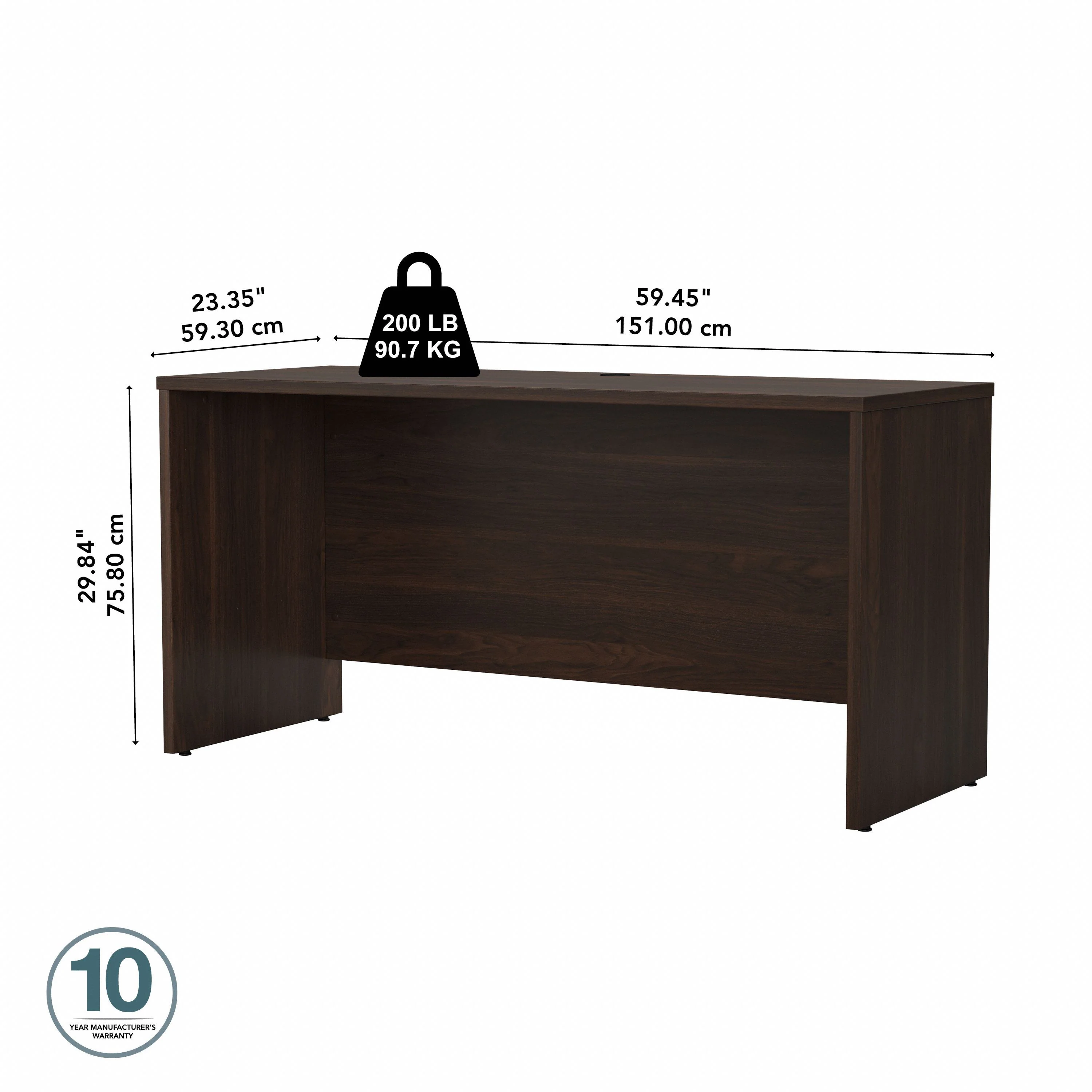 60" Modern Office Desk with Privacy Panel in Black Walnut - Image 4