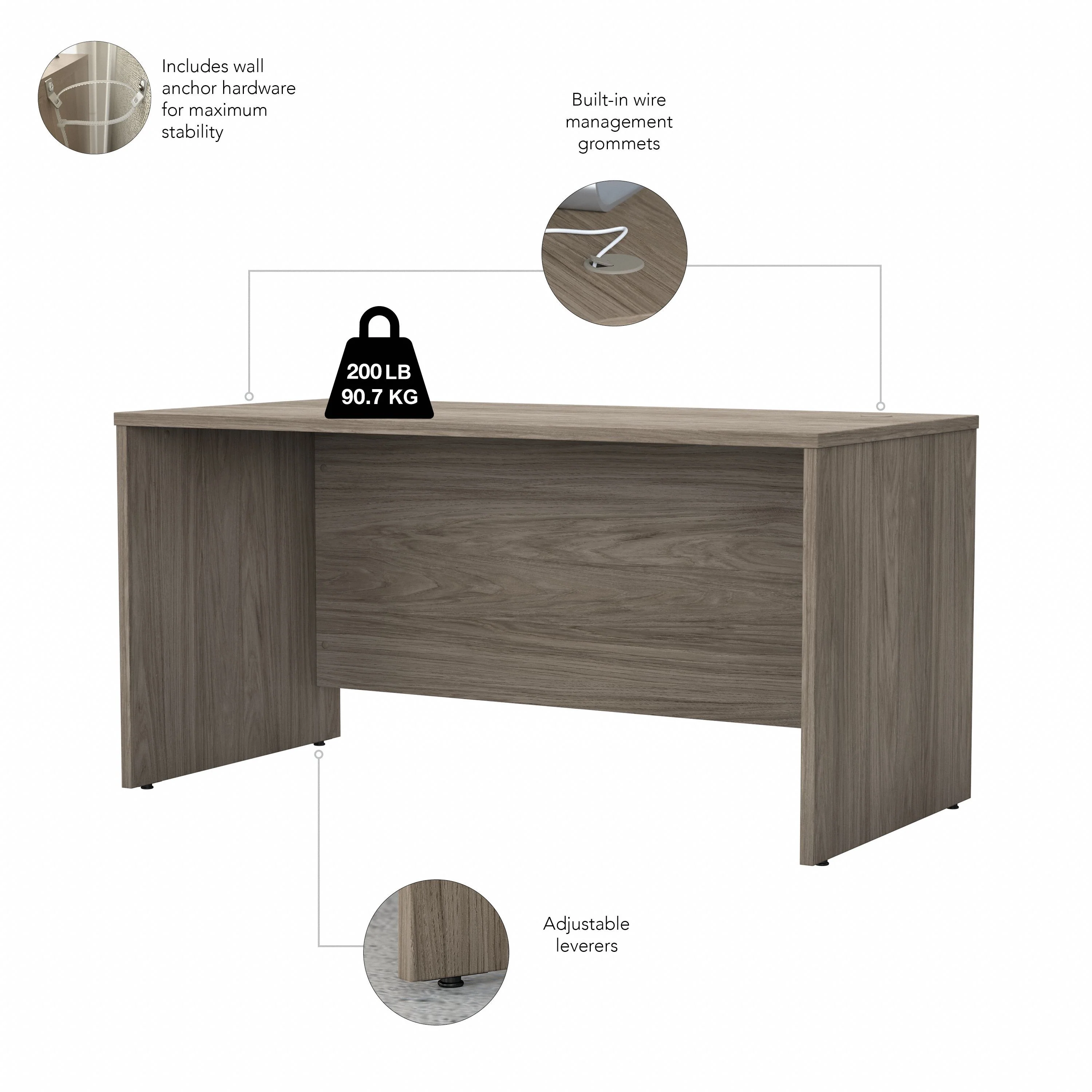 60" Rugged Modern Office Desk with Privacy Panel in Modern Hickory - Image 3
