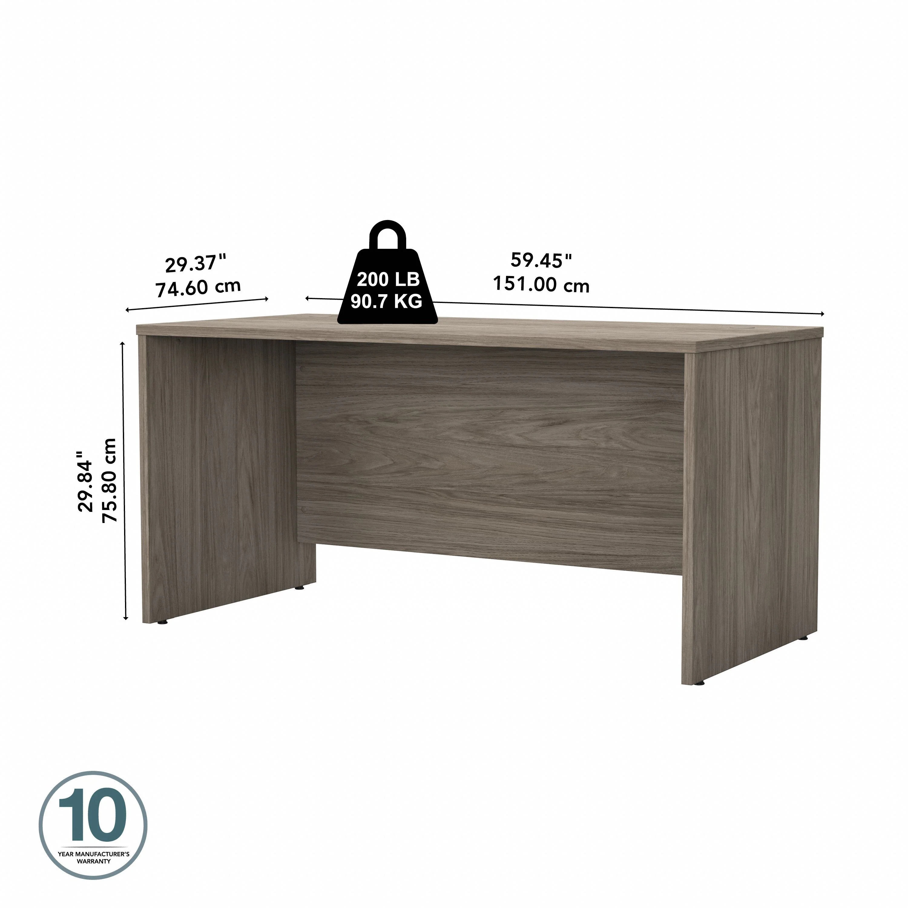 60" Rugged Modern Office Desk with Privacy Panel in Modern Hickory - Image 4