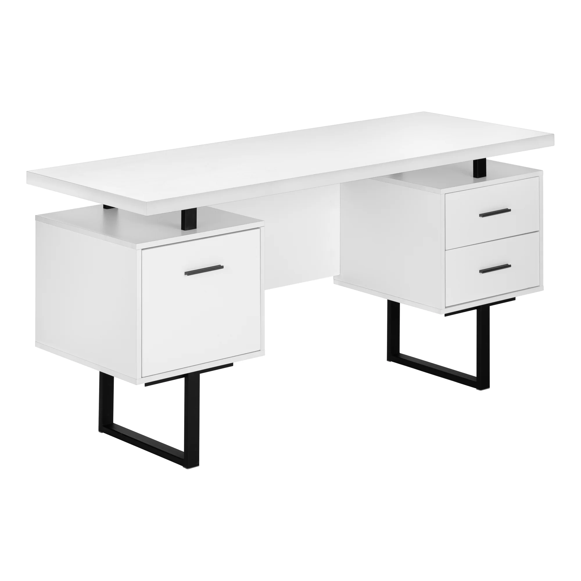 60" Modern White Floating Desk with 3 Drawers - Image 2