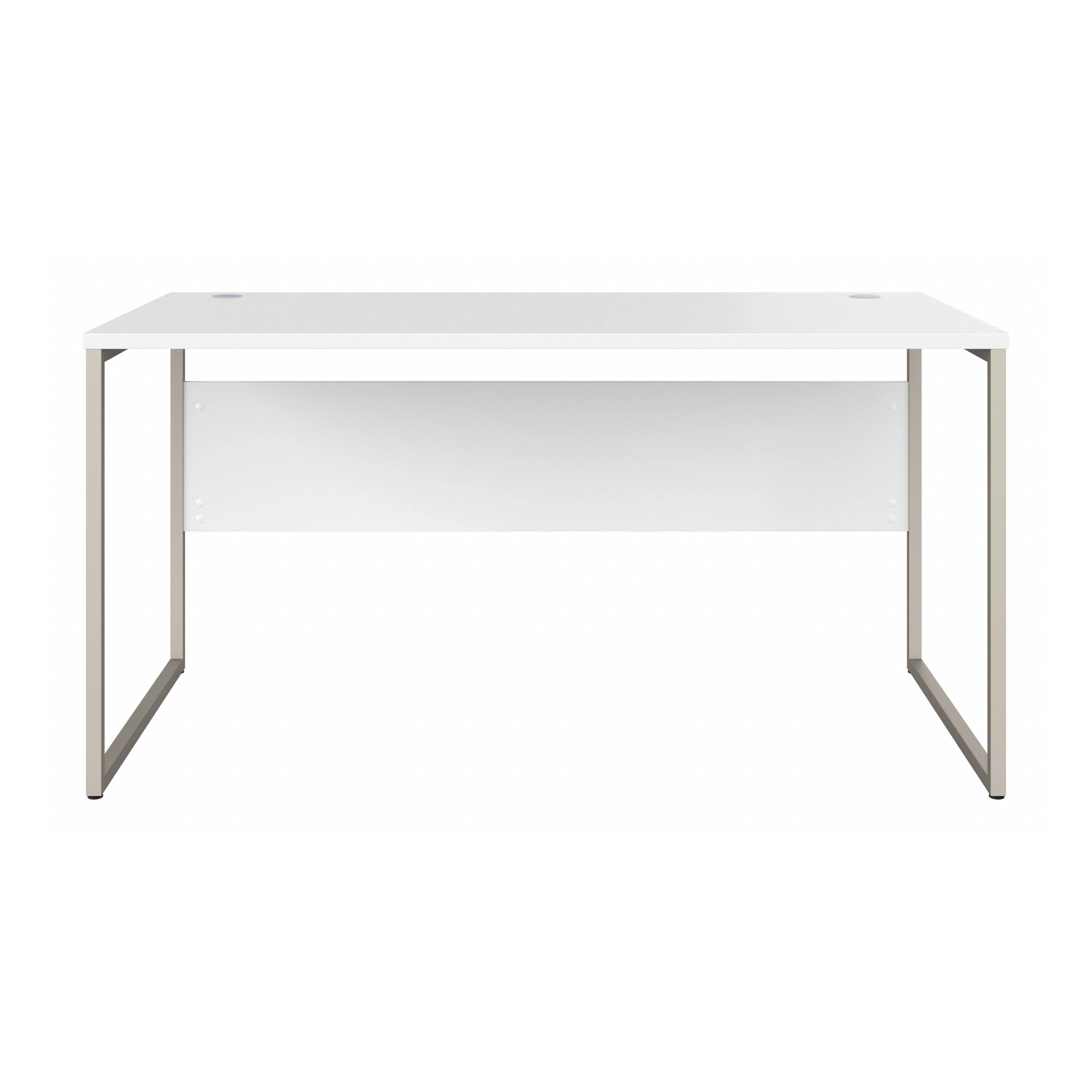 60" Elegant Modern Office Desk with Metal Legs in White - Image 4