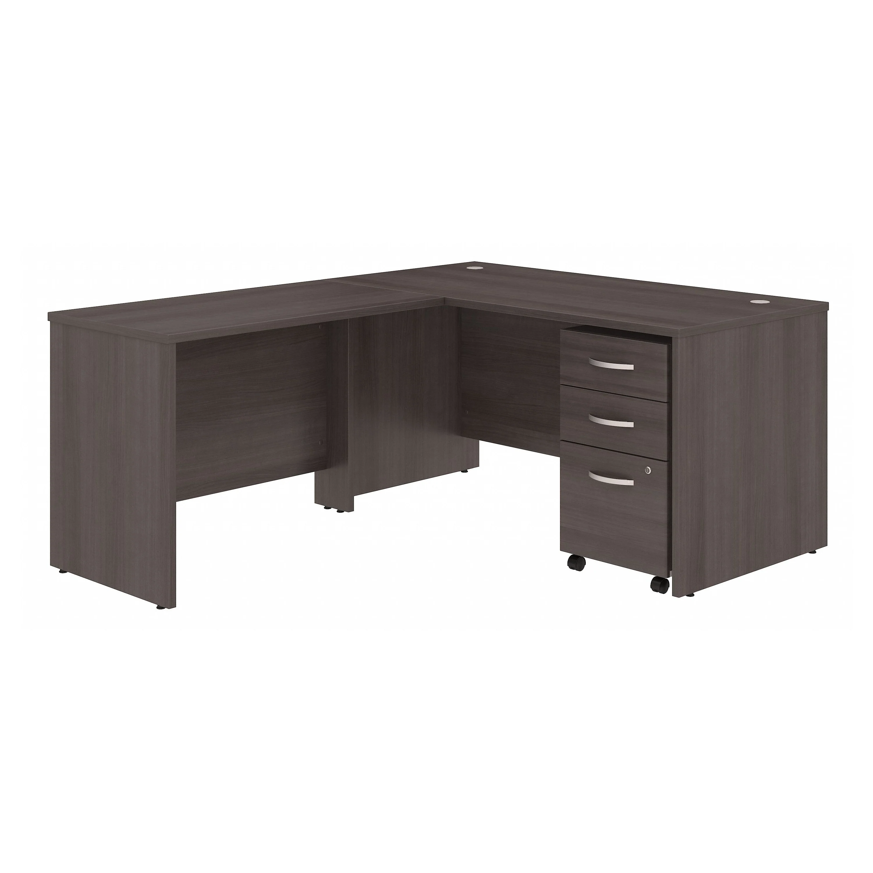 60" x 72" Modern L-shaped Office Desk with Mobile File in Storm Gray - Image 2