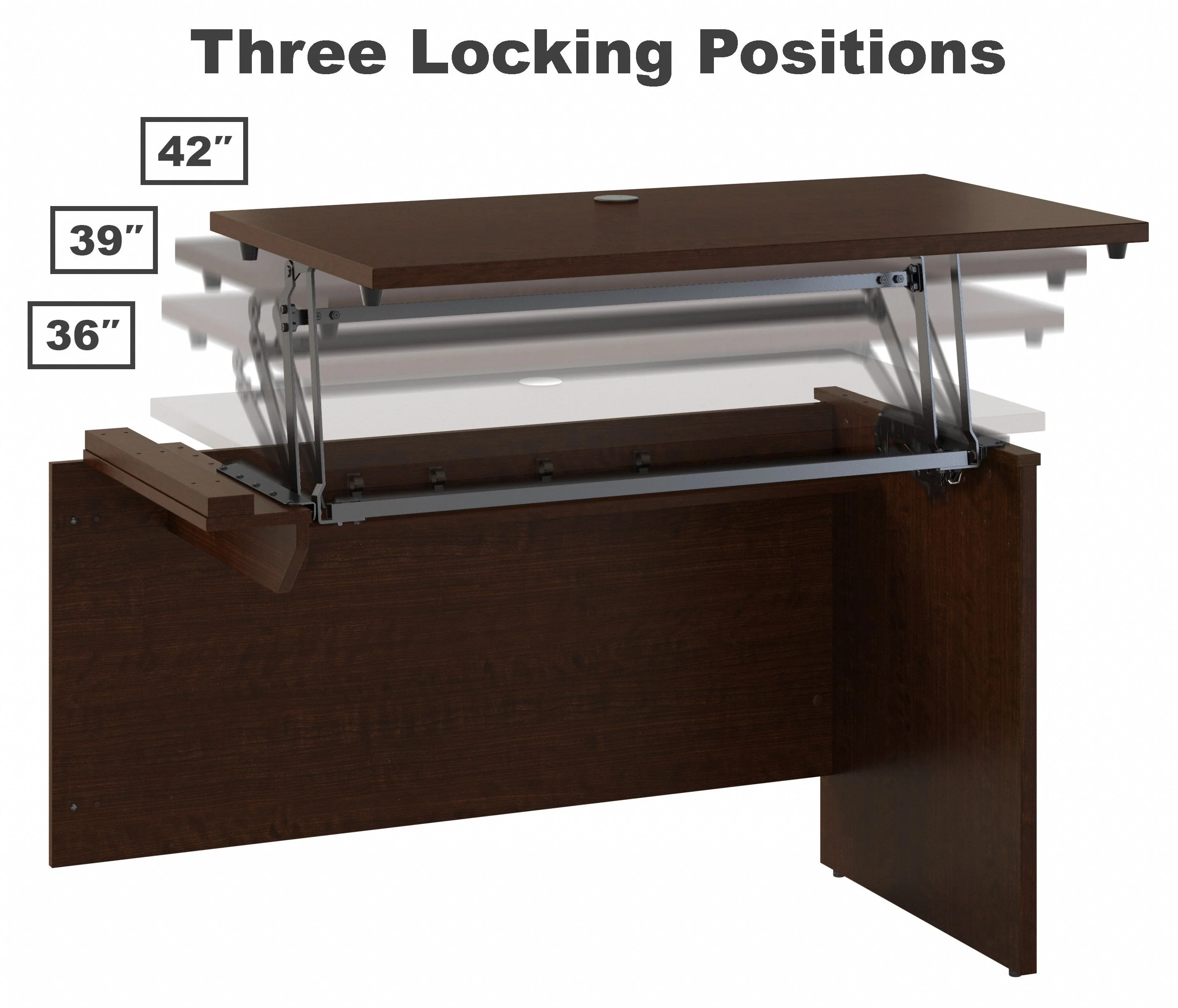 60" x 85" Mocha Cherry L-shaped Desk with Sit/Stand Return & Mobile File - Image 3