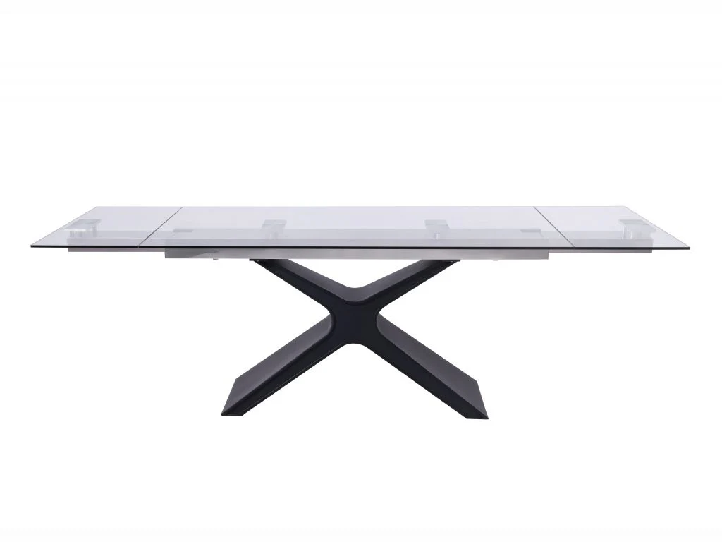 63"-95" Glass & Black Metal Executive Desk or Conference Table - Image 2
