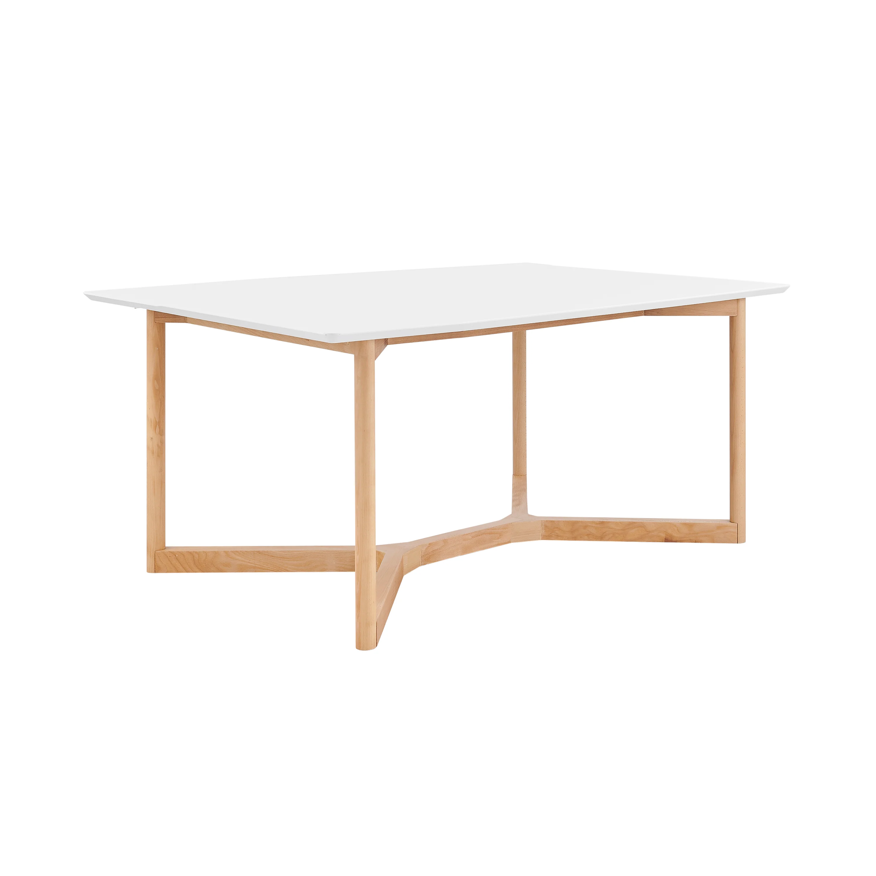 63" Matte White Natural Beech Wood Executive Office Desk - Image 2
