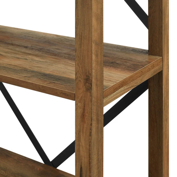 64" Rustic Oak Bookcase with X-Framing - Image 3