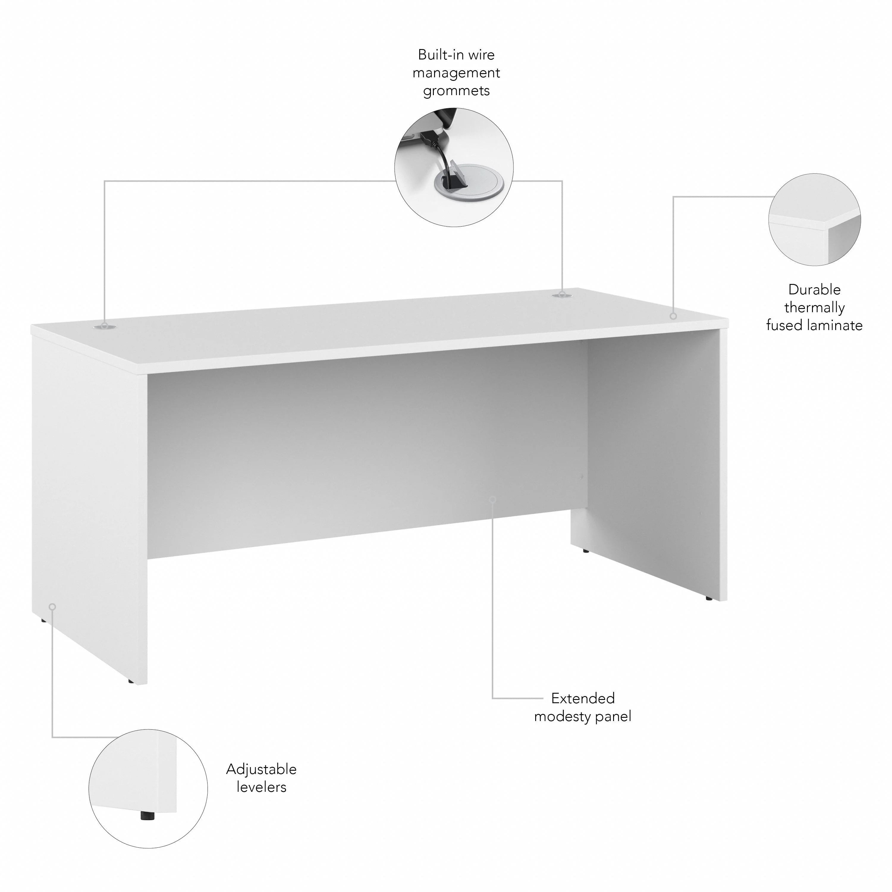 66" Modern Executive Office Desk with Privacy Panel in White - Image 3