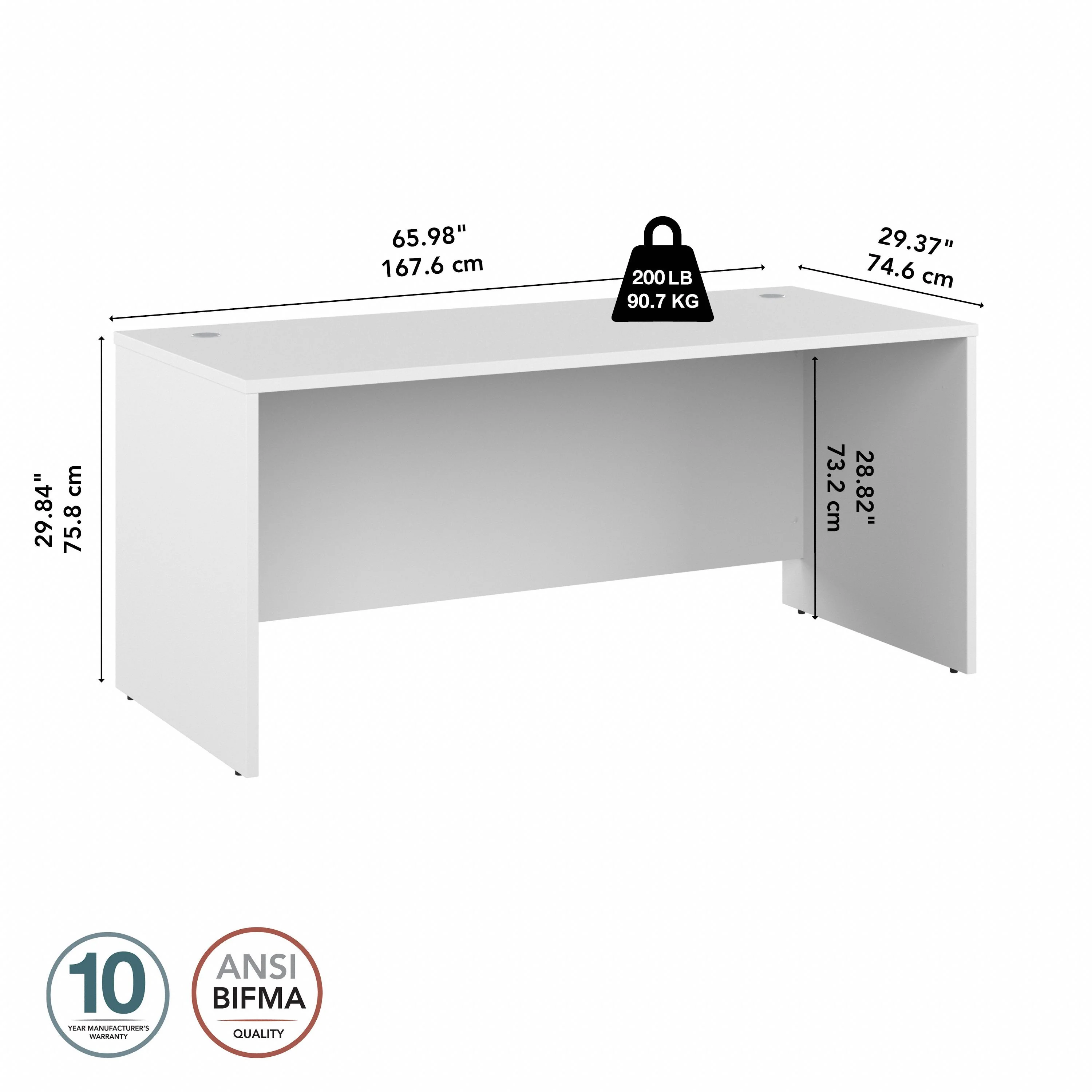 66" Modern Executive Office Desk with Privacy Panel in White - Image 4
