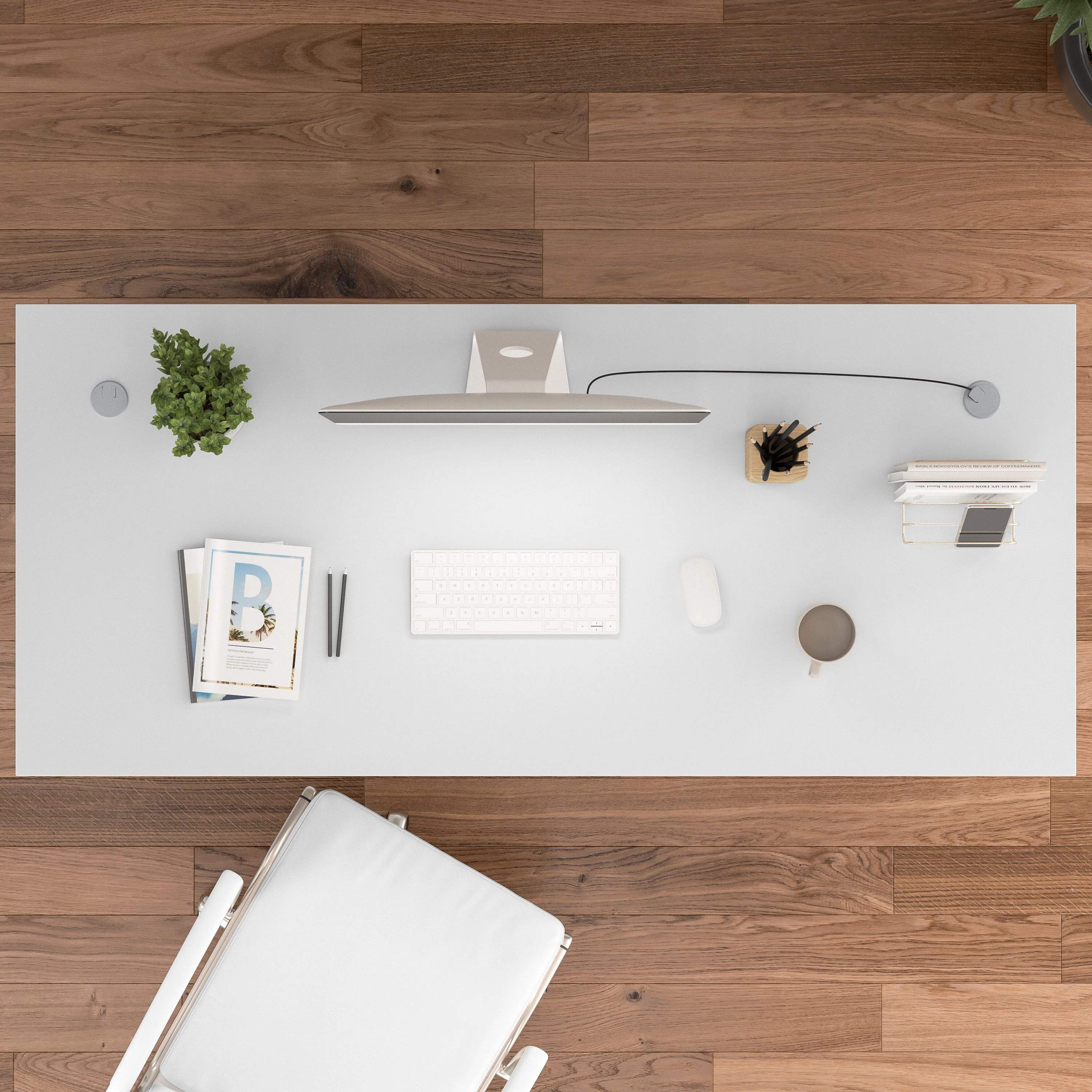 66" Modern Executive Office Desk with Privacy Panel in White - Image 5