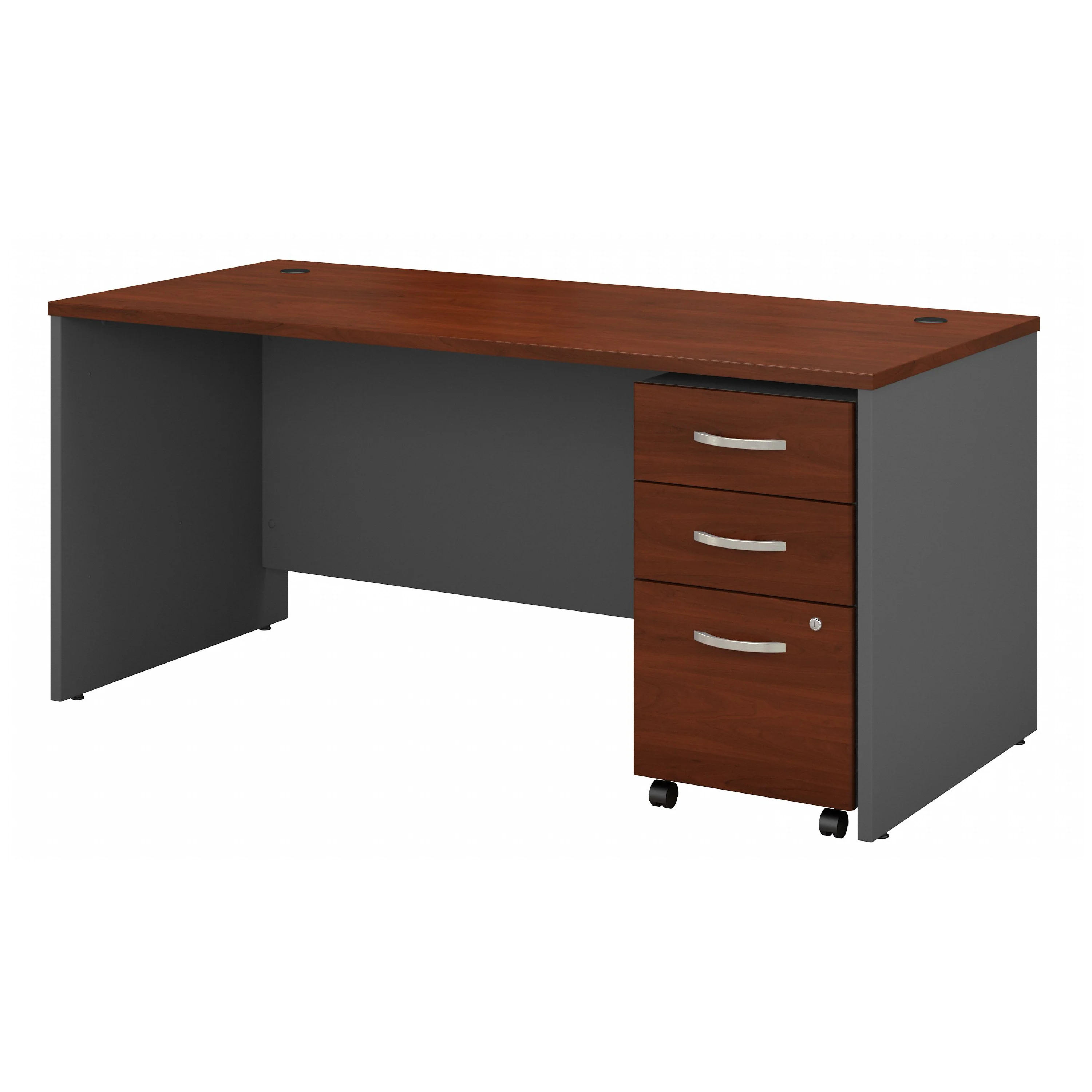 66" Modern Office Desk with Mobile Pedestal in Hansen Cherry - Image 2