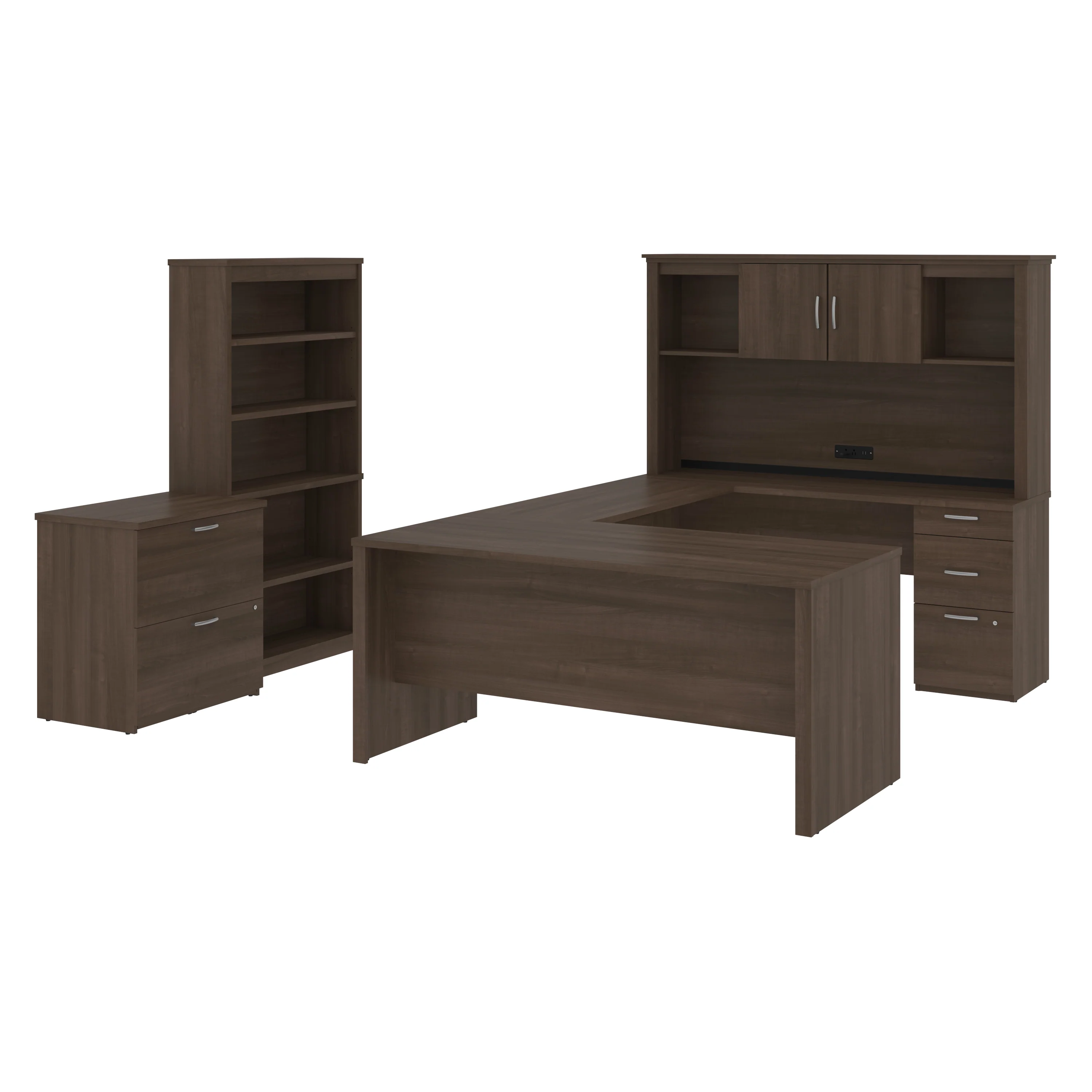 66" U- or L-Shaped Desk Set with File & Bookcase in Antigua - Image 3