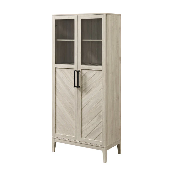 68" Birch Cabinet/Bookshelf with Chevron-Patterned Doors - Image 2