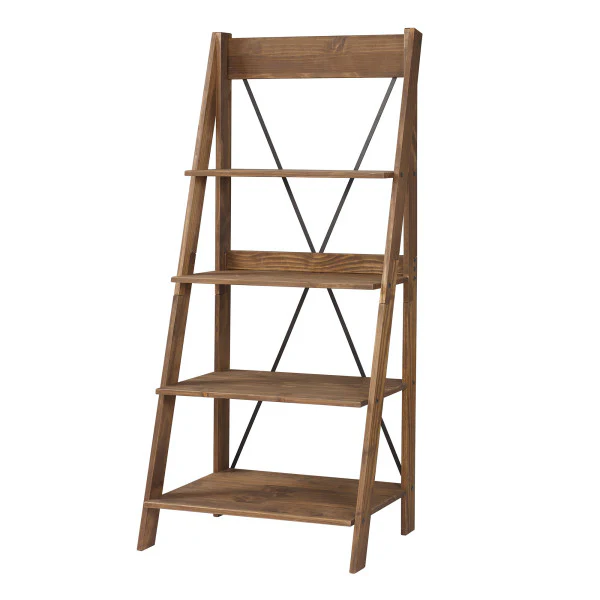 68" Rustic Solid Wood Ladder Bookshelf - Image 2