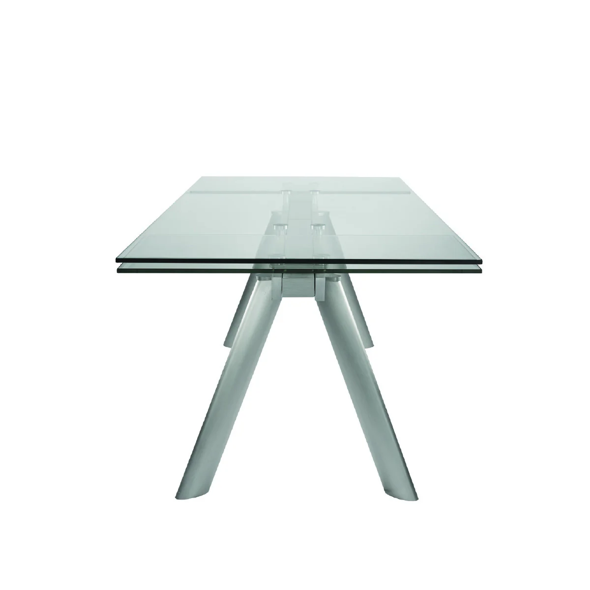 71" - 102" Premium Glass Conference Table with Brushed Stainless Legs - Image 5