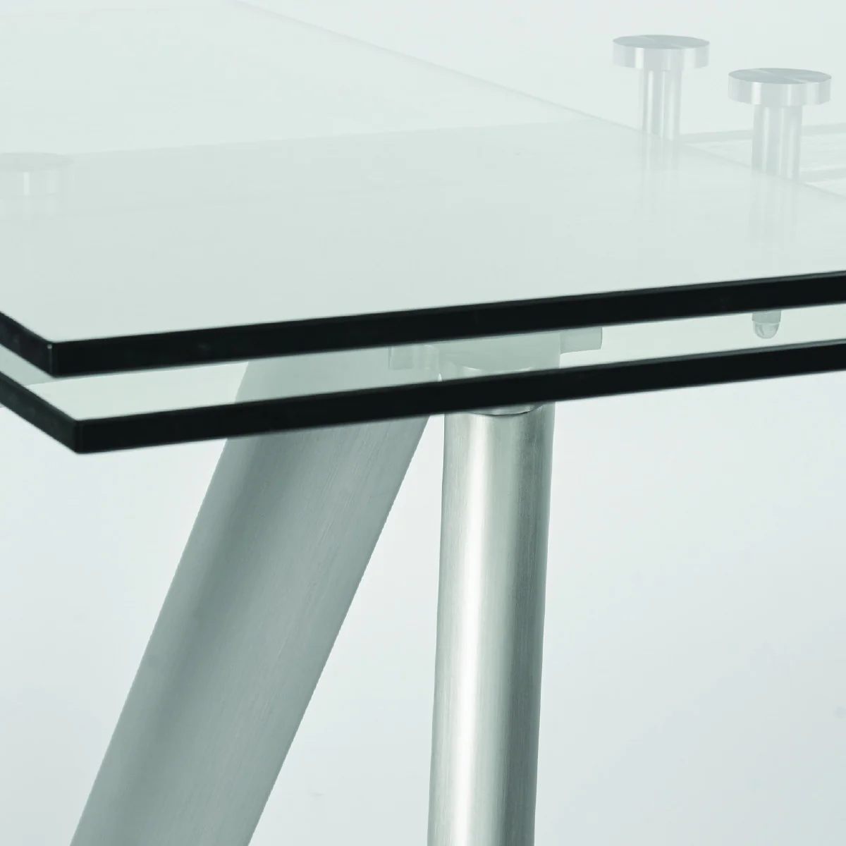 71" - 102" Premium Glass Conference Table with Brushed Stainless Legs - Image 6