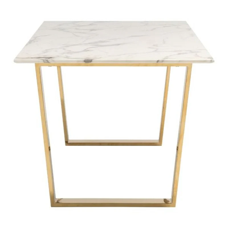 71" Faux Marble Office Desk with Brass Plated Steel Legs - Image 3