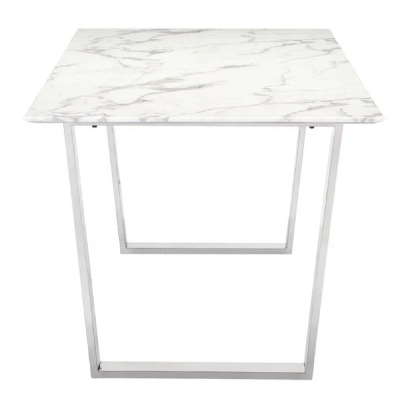 71" Faux Marble Office Desk or Meeting Table with Brushed Stainless Steel Legs - Image 3