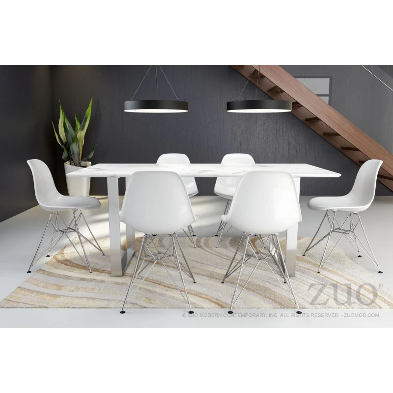 71" Faux Marble Office Desk or Meeting Table with Brushed Stainless Steel Legs - Image 5