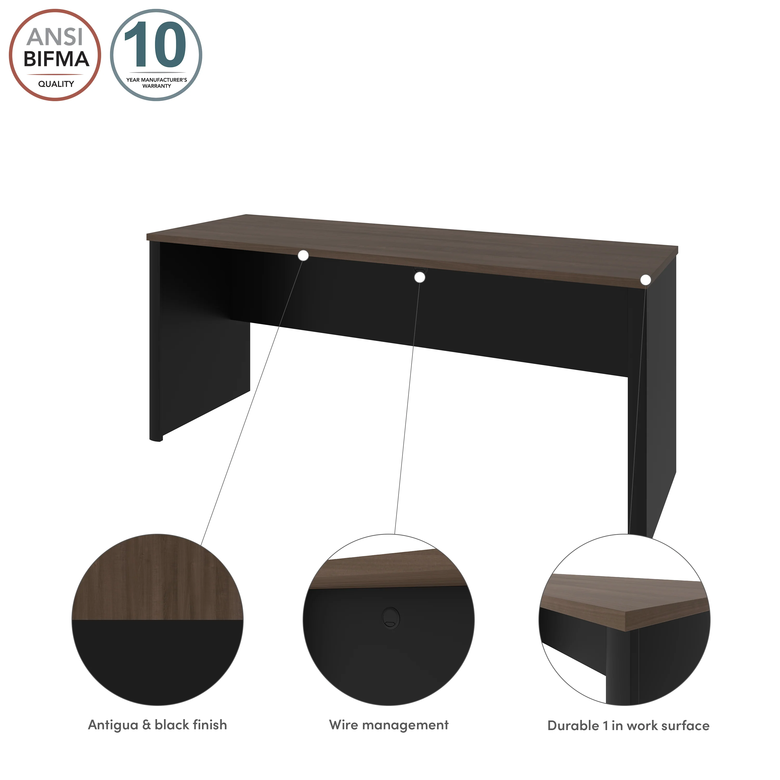 Antigua and Black 71" Narrow Desk - Image 3