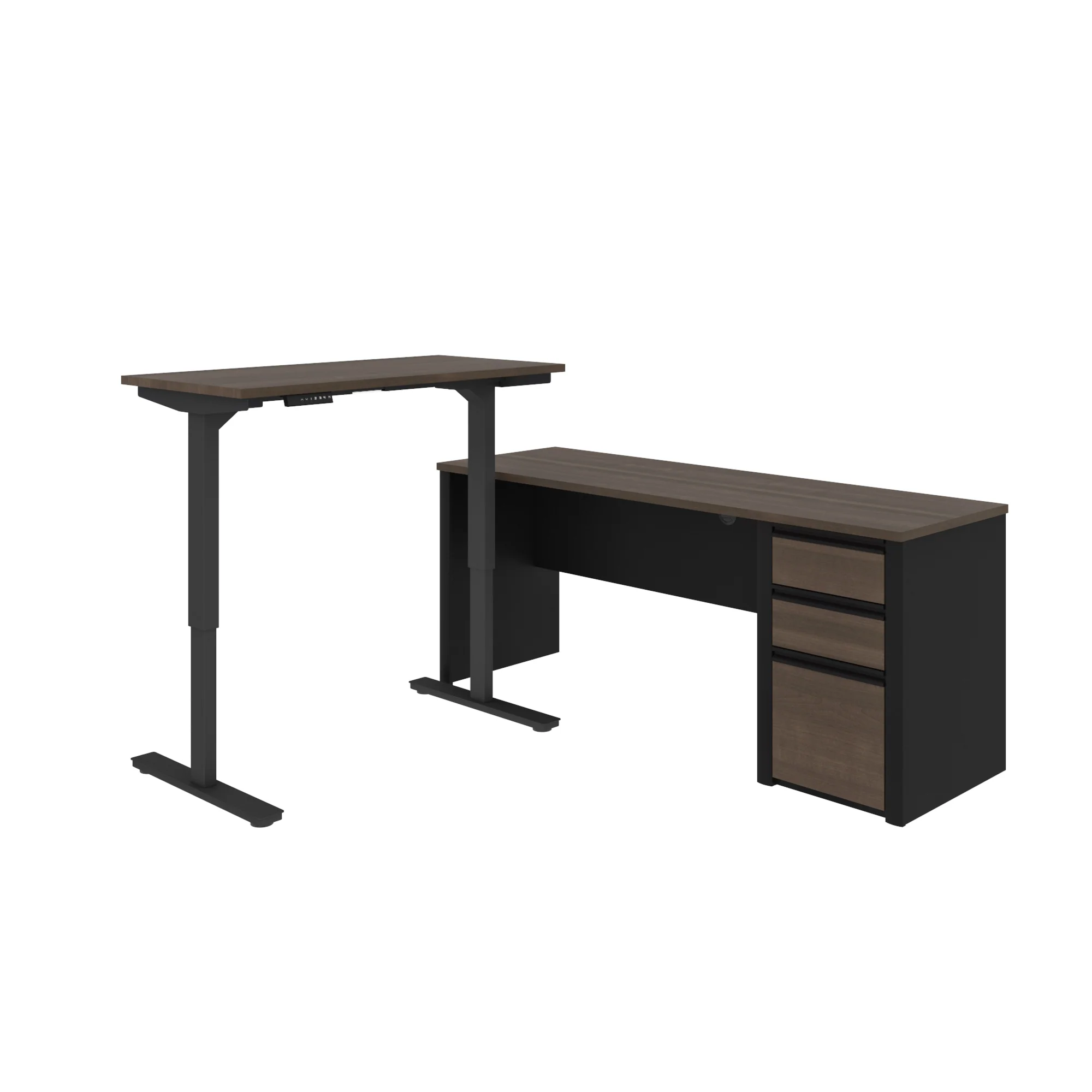 Antigua & Black 71" Single Pedestal Desk with Height Adjustable Side - Image 3