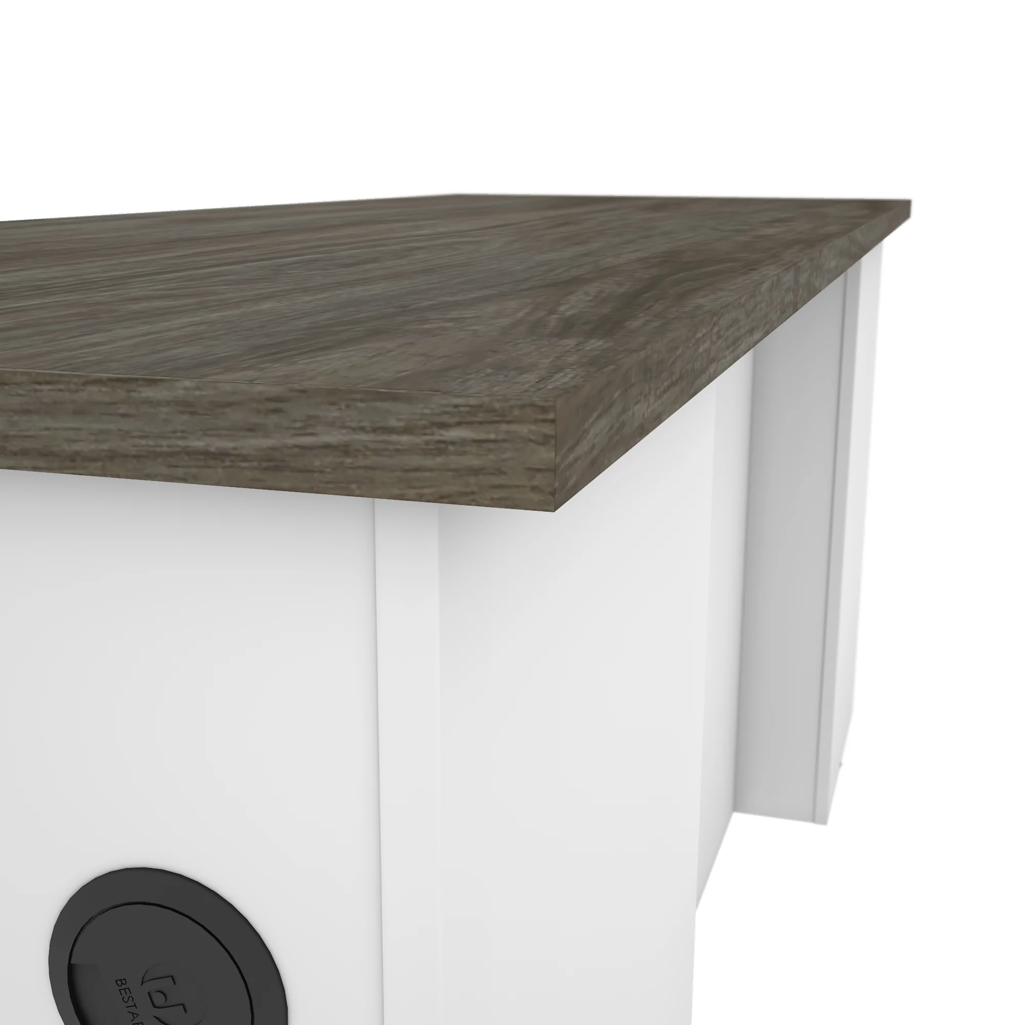 71" White & Walnut Gray Premium Executive Desk - Image 4