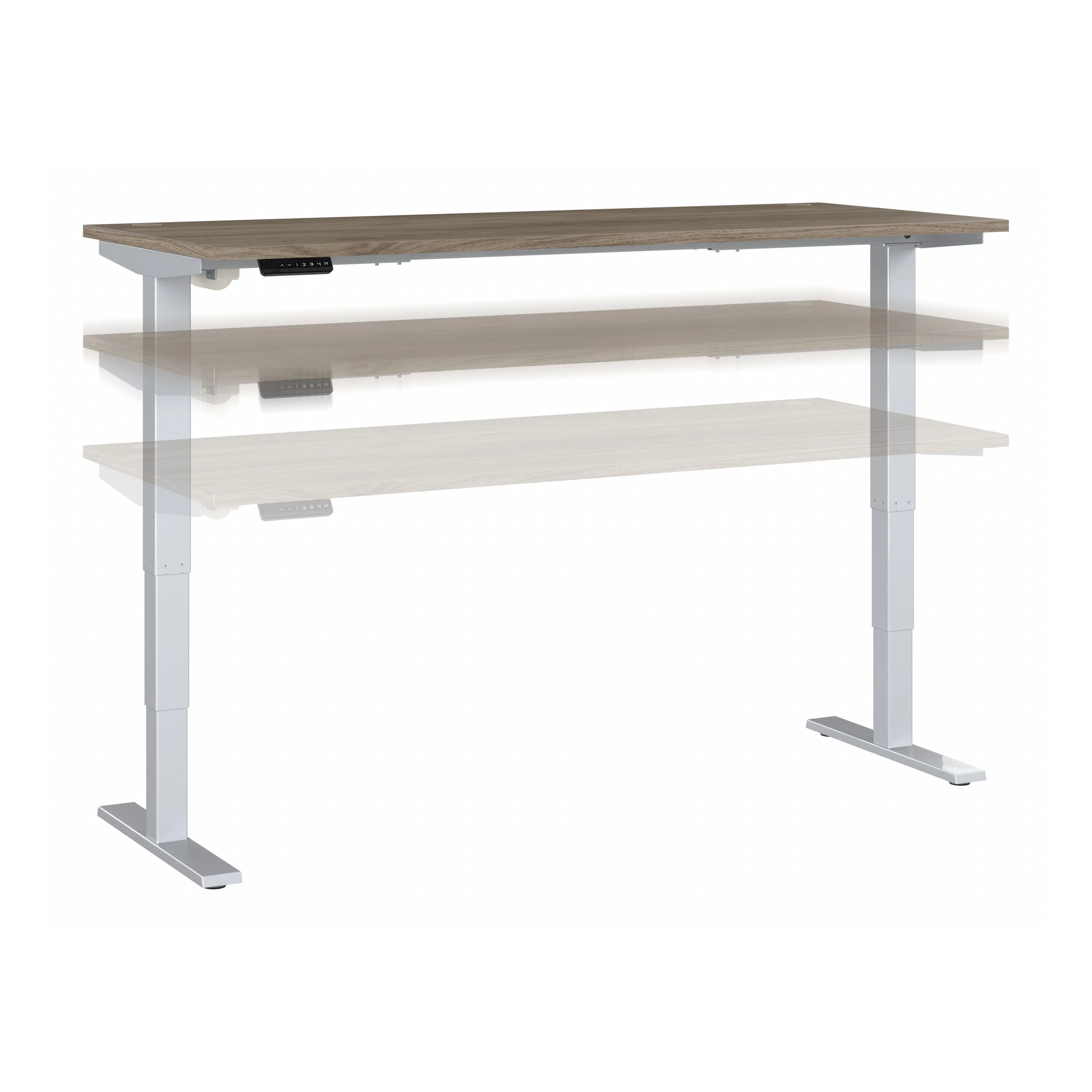 72" Large Modern Adjustable Standing Office Desk in Modern Hickory with Metallic Base - Image 2