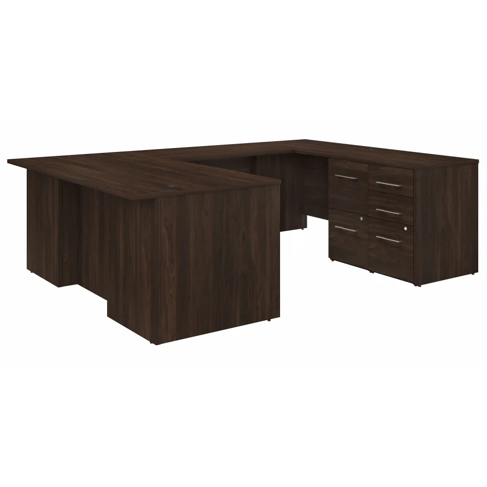72" Black Walnut Breakfront U-Shaped Executive Desk - Image 2