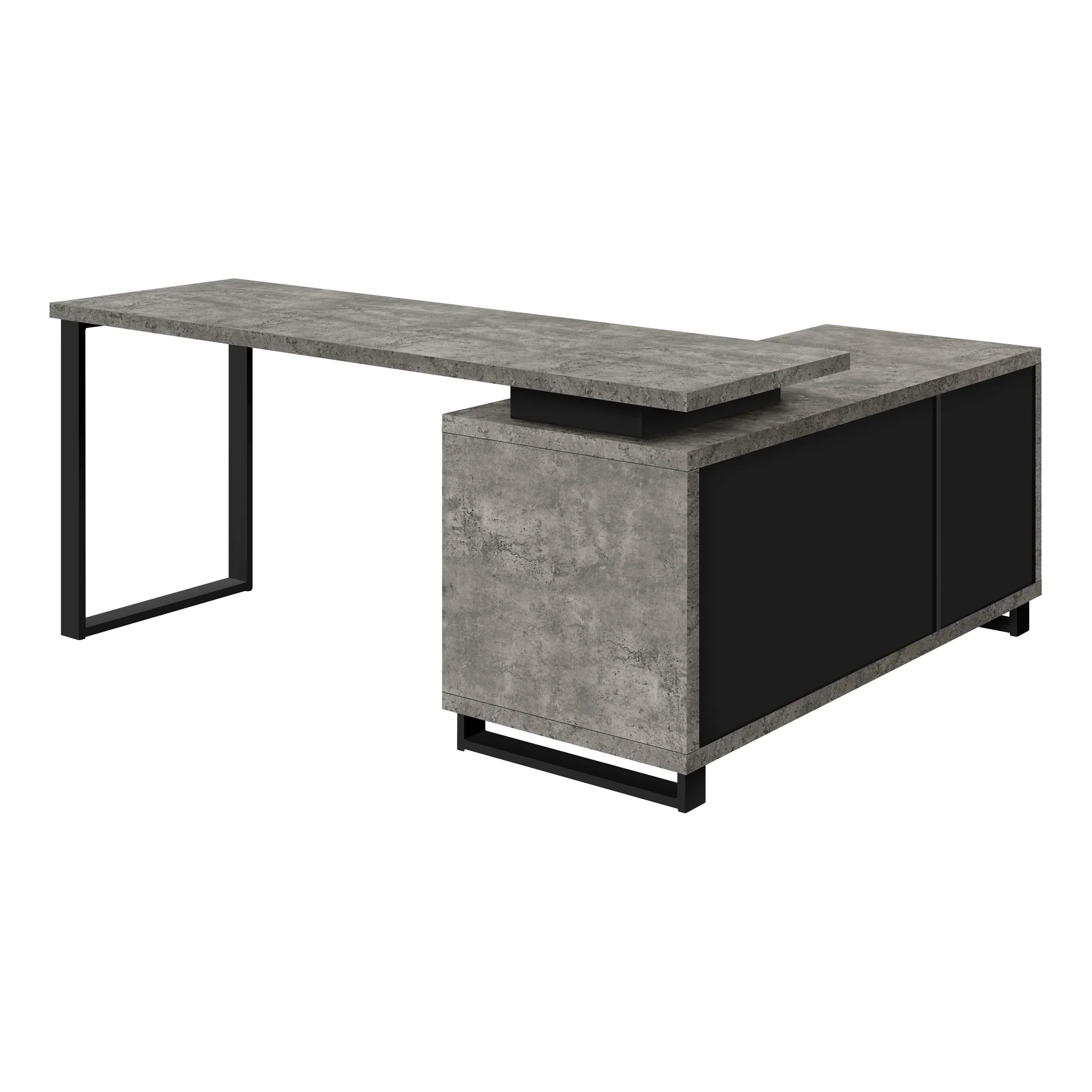 72" Grey and Black Executive L-Shaped Desk - Image 3