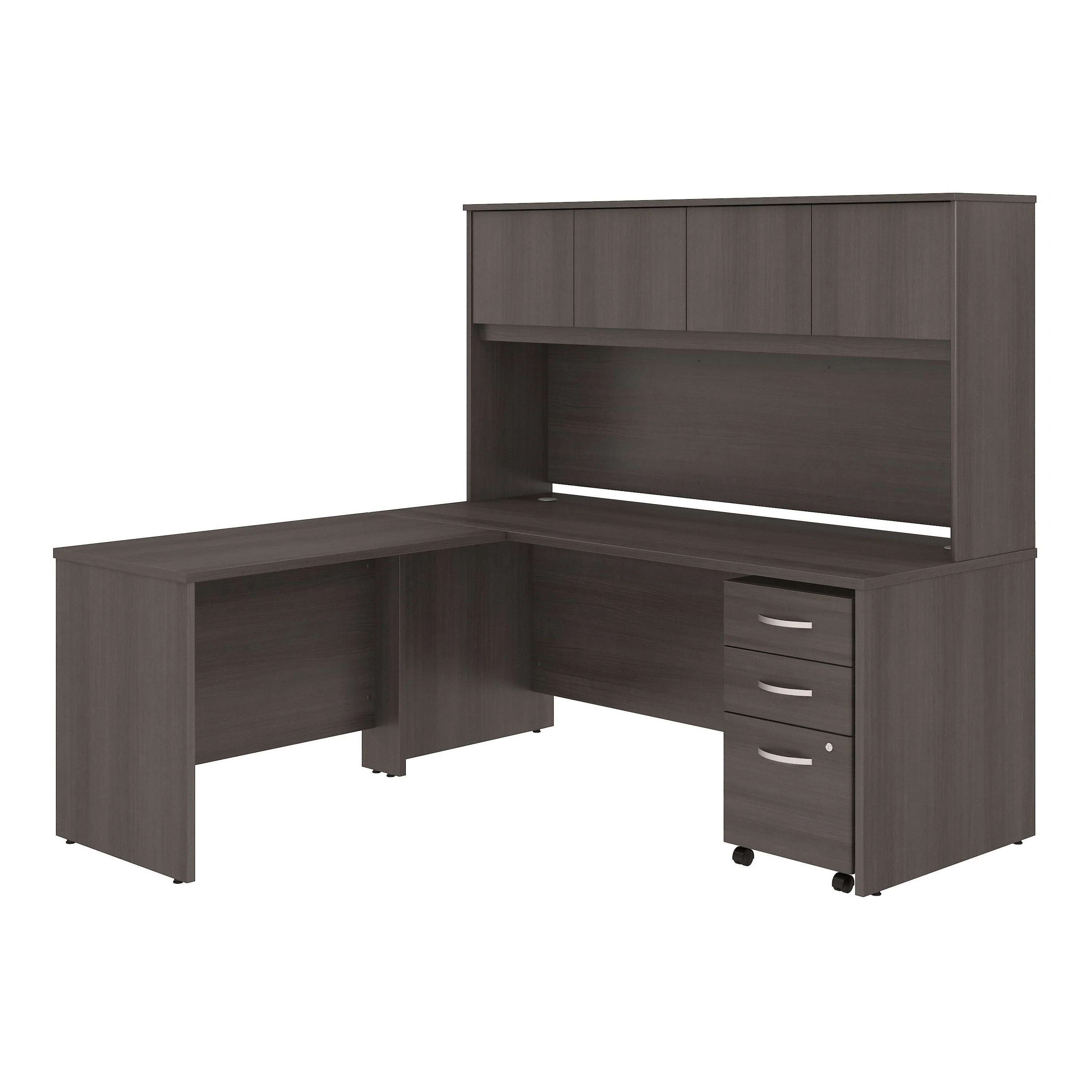 72" x 72" Modern L-Shaped Desk with Hutch & Mobile File in Storm Gray - Image 2