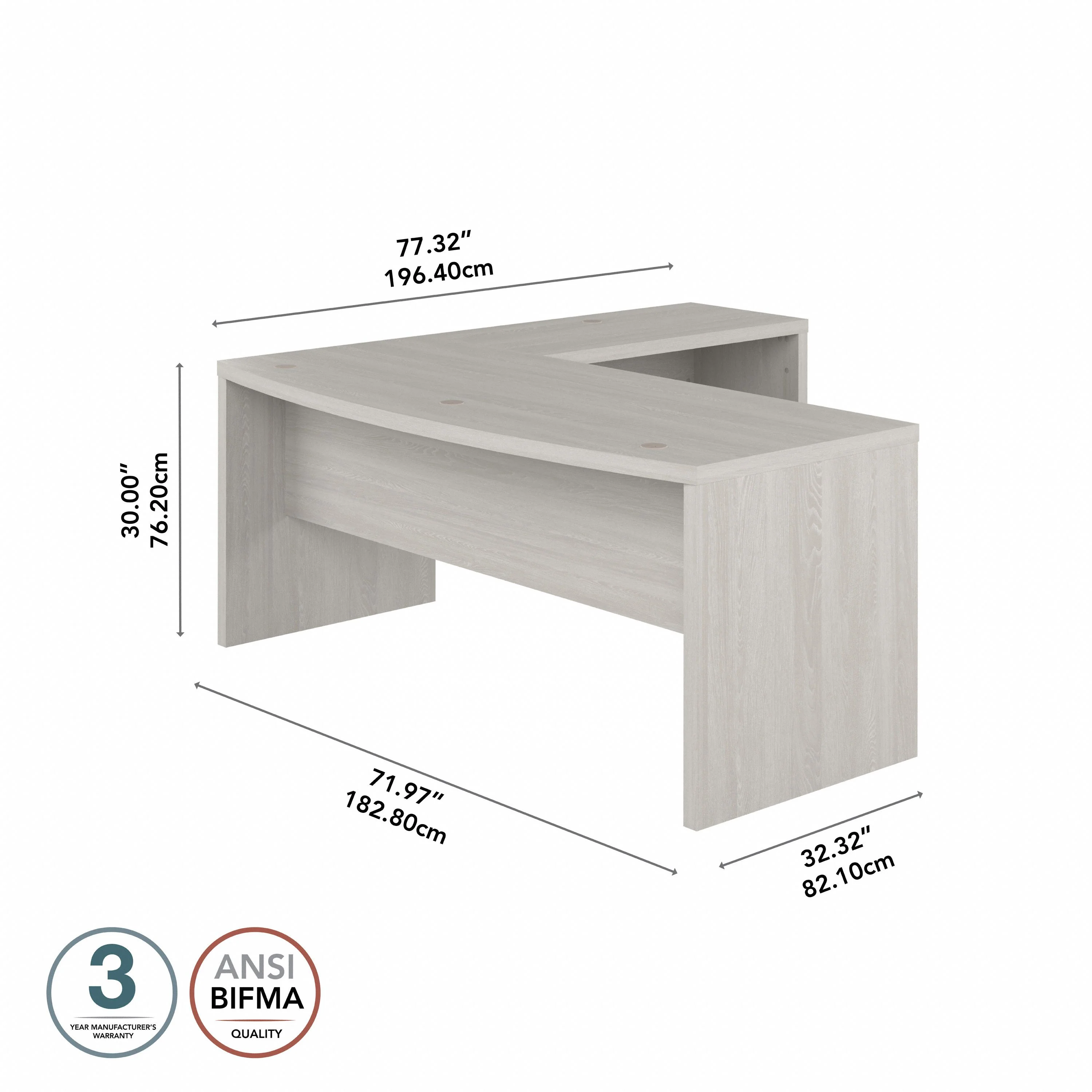 72" Modern L-Shaped Bow-Front Office Desk in Gray Sand - Image 4
