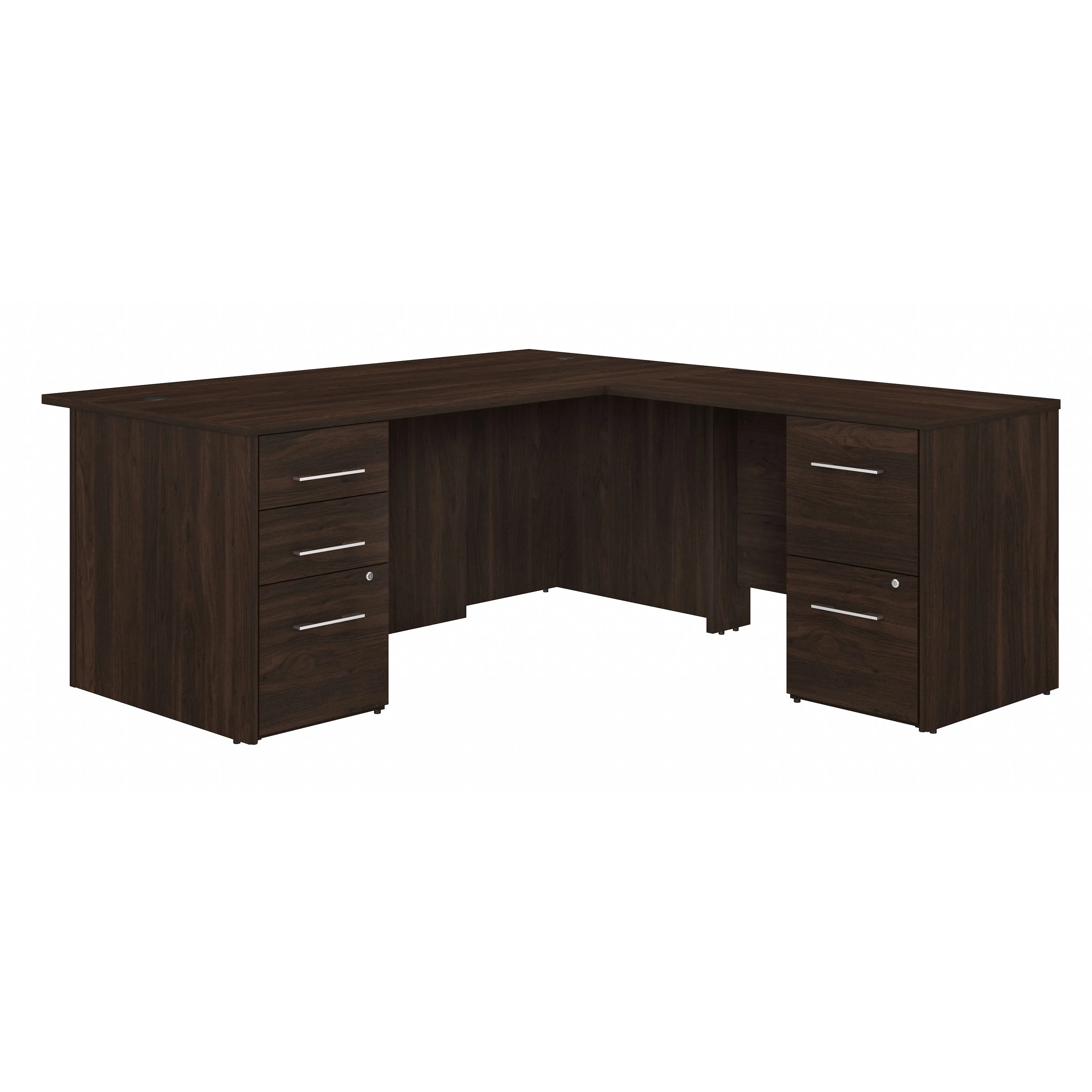 72" L-Shaped Modern Executive Desk with Drawers in Black Walnut - Image 2