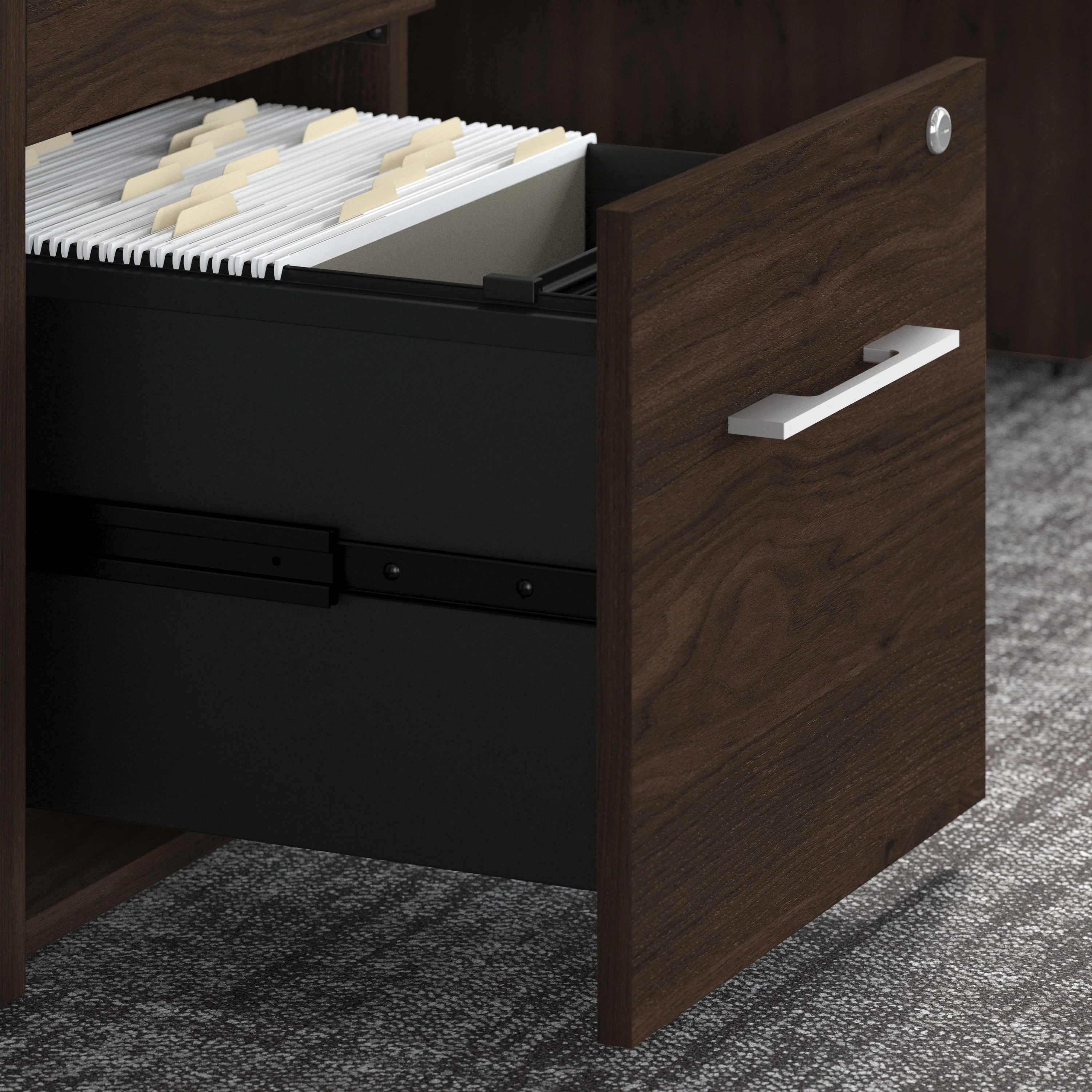 72" L-Shaped Modern Executive Desk with Drawers in Black Walnut - Image 3