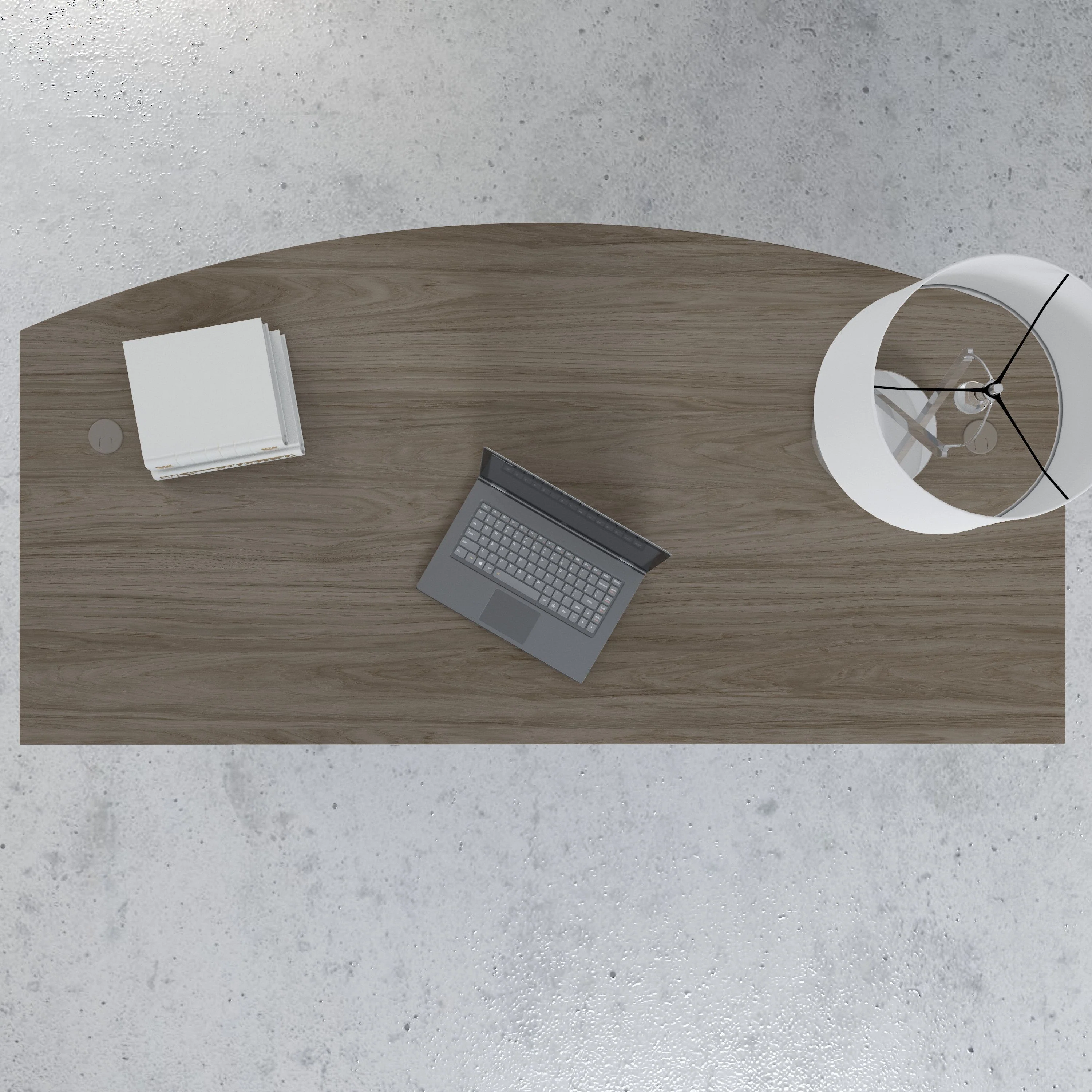 72" Bow-Front Office Desk with Privacy Panel in Modern Hickory - Image 5