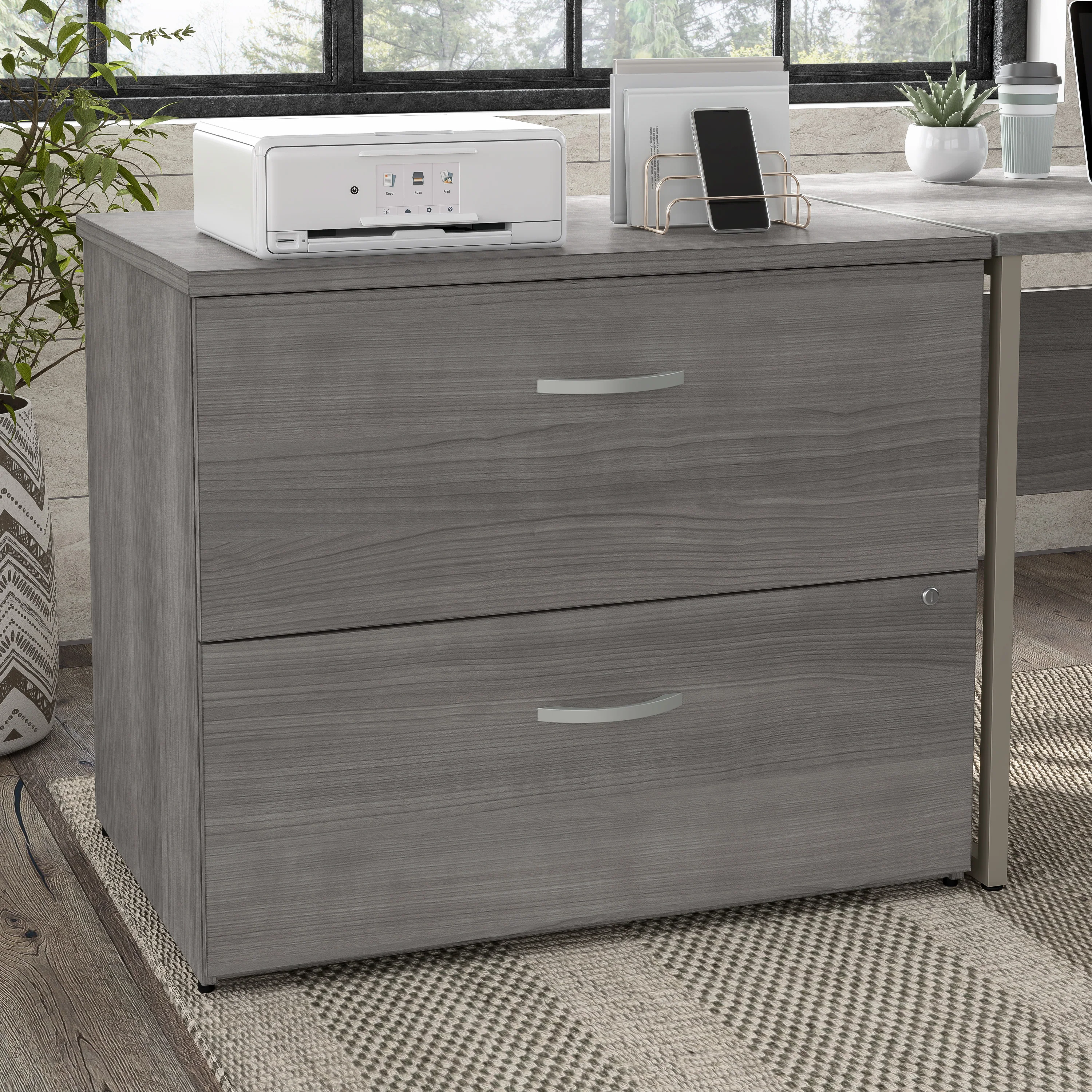 72”Modern Executive L-Shaped Office Desk in Platinum Gray - Image 6