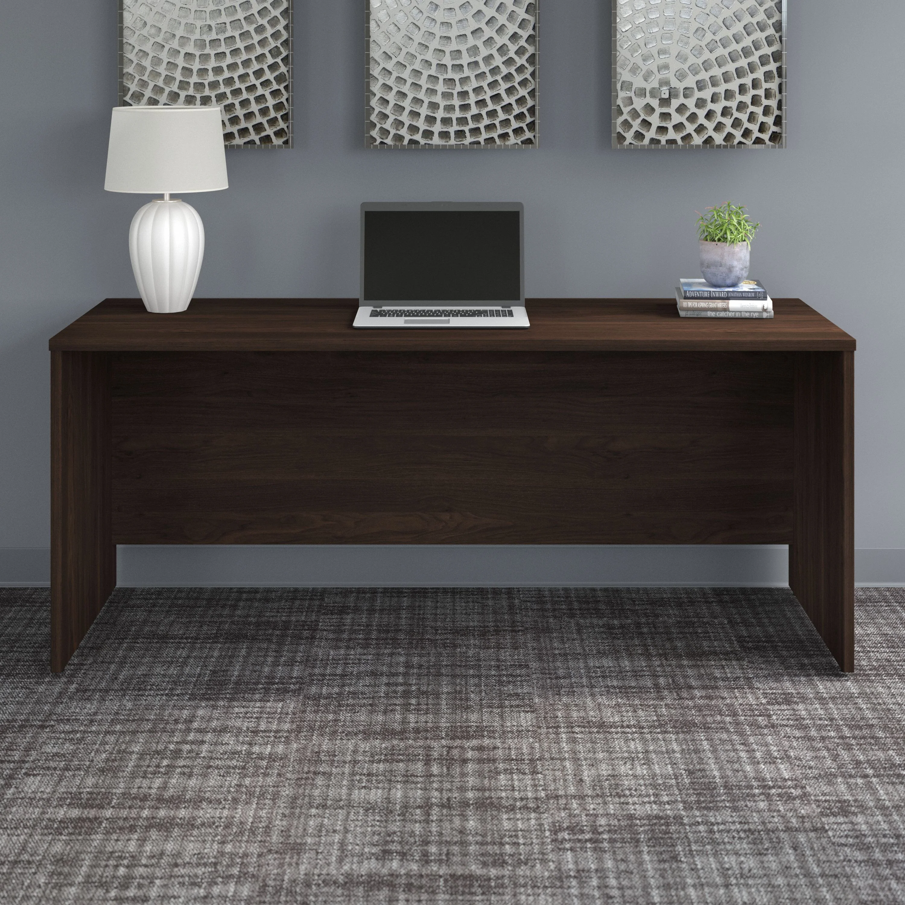 72" Premium Modern Office Desk in Black Walnut