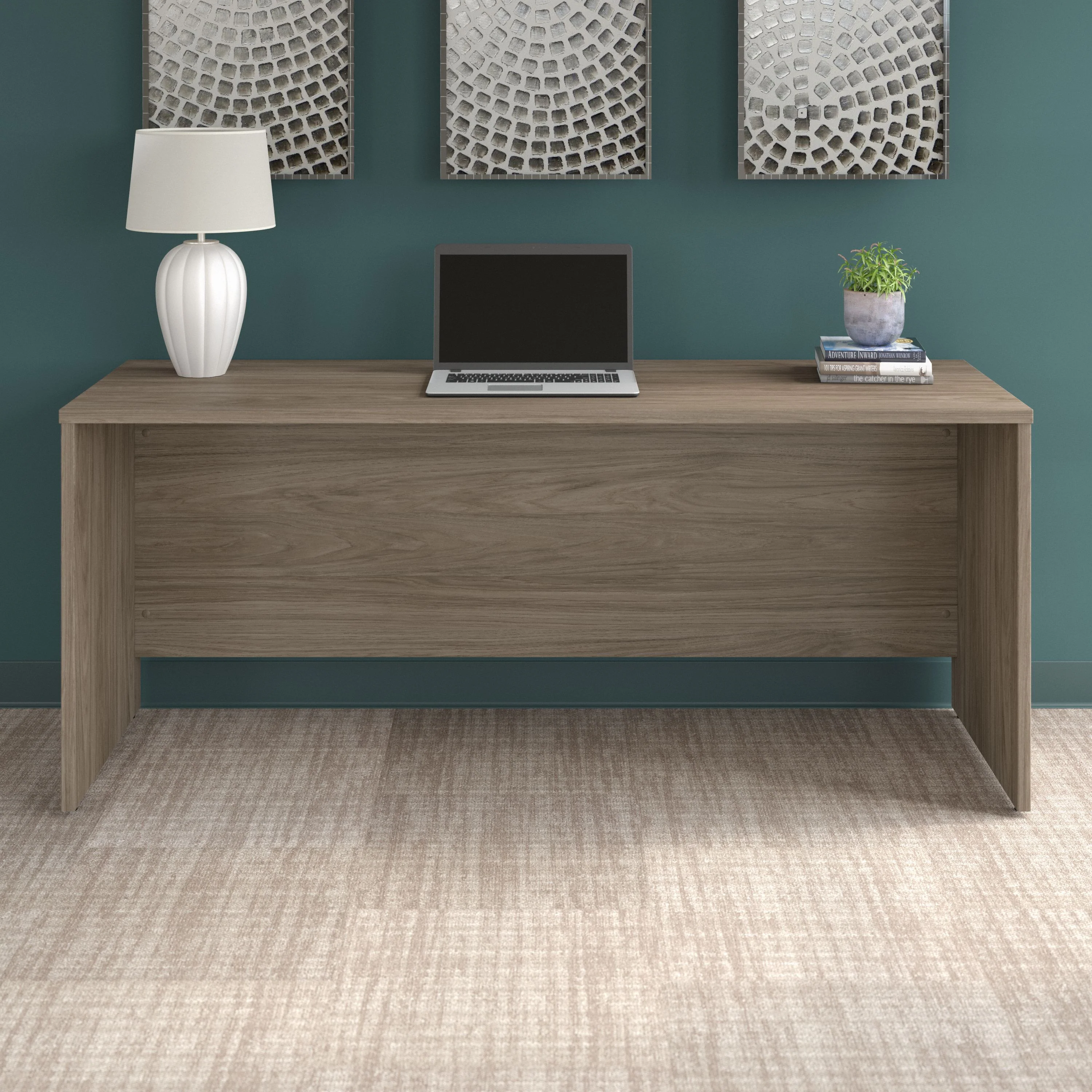 72" Rugged Modern Office Desk in Modern Hickory