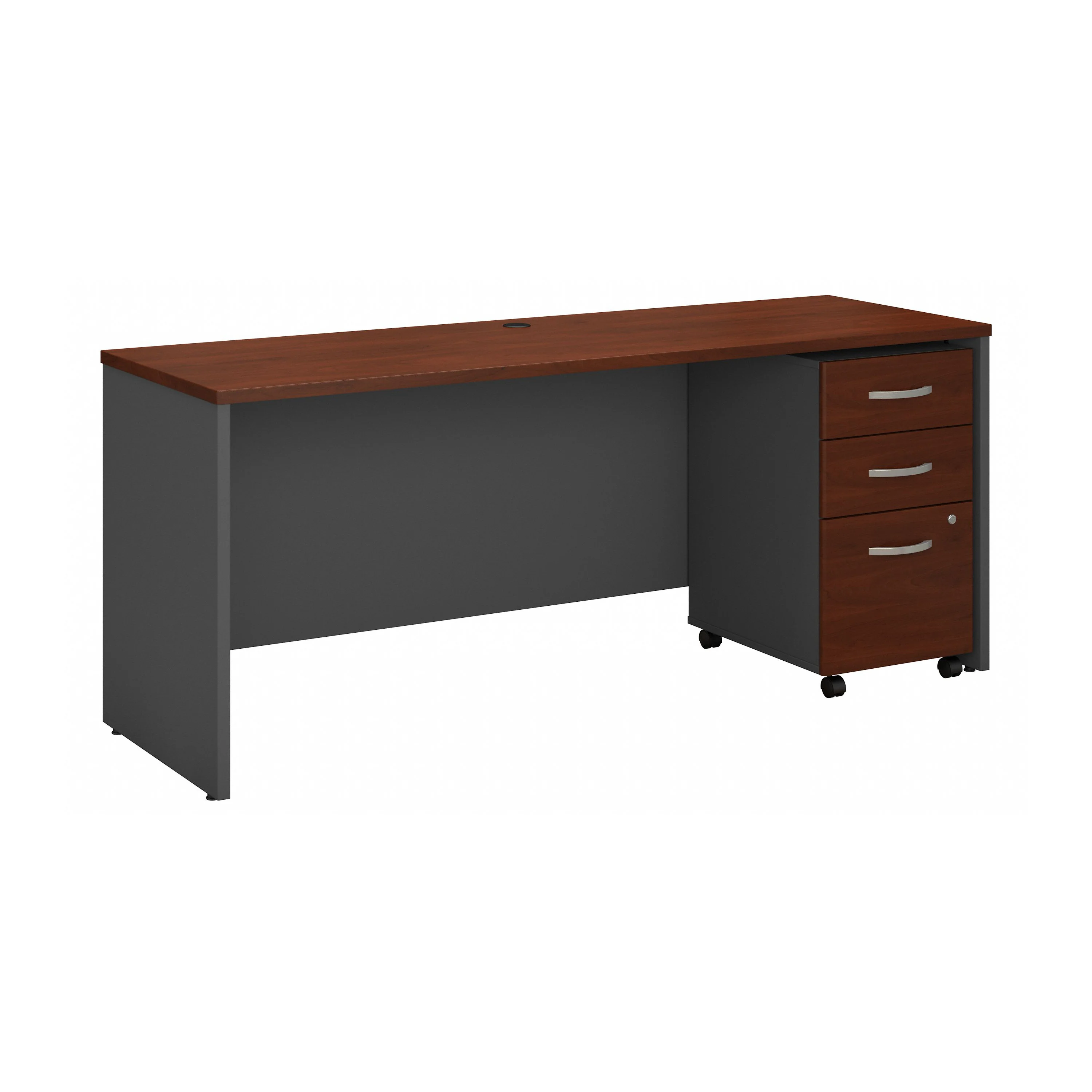 72" Modern Office Desk with Mobile Pedestal in Hansen Cherry - Image 2