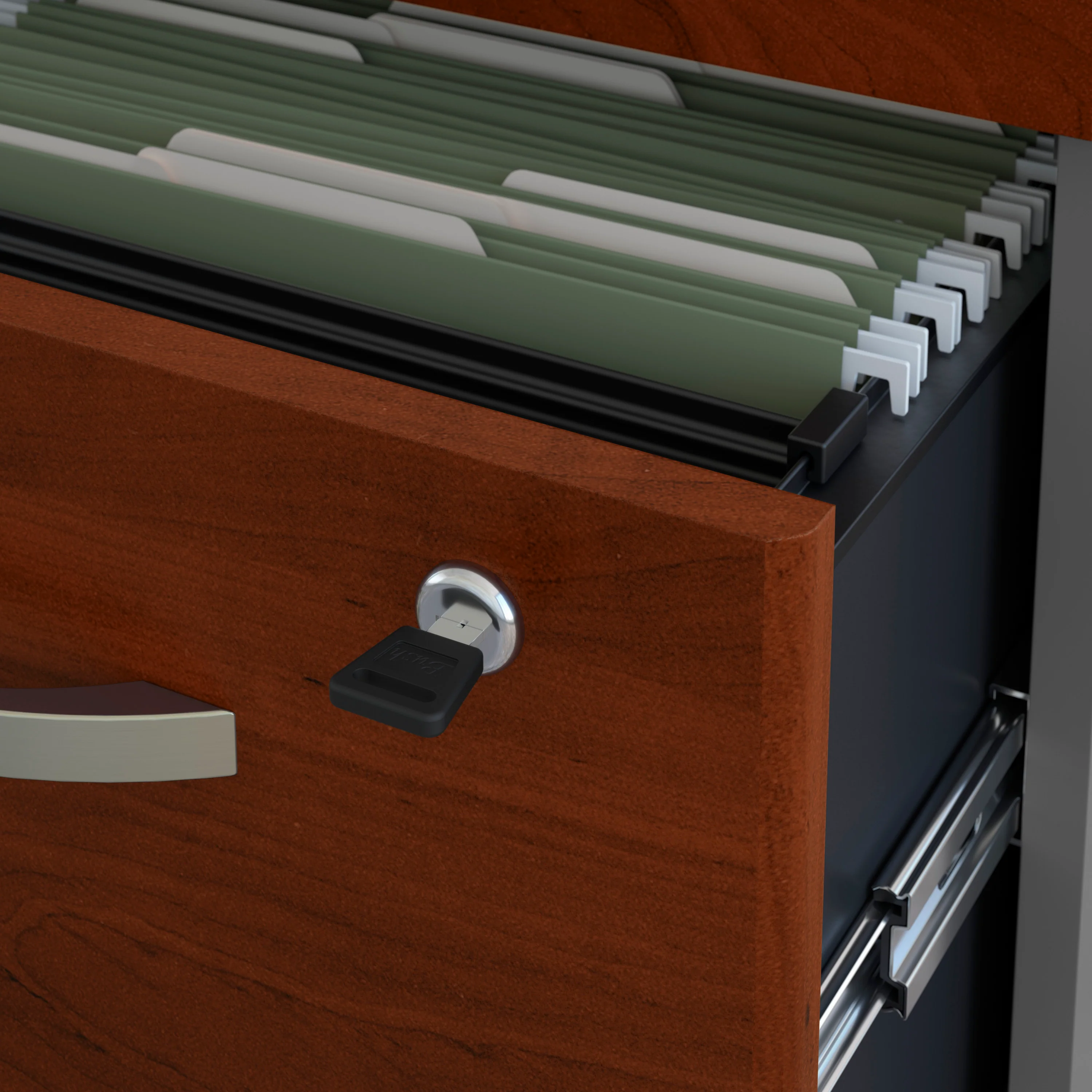 72" Modern Office Desk with Mobile Pedestal in Hansen Cherry - Image 3