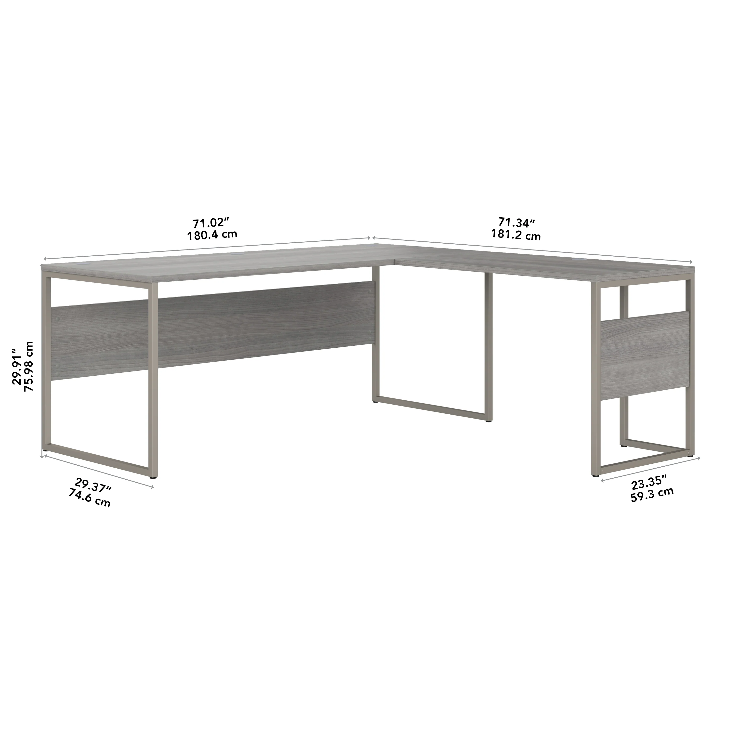 72”Modern Executive L-Shaped Office Desk in Platinum Gray - Image 4