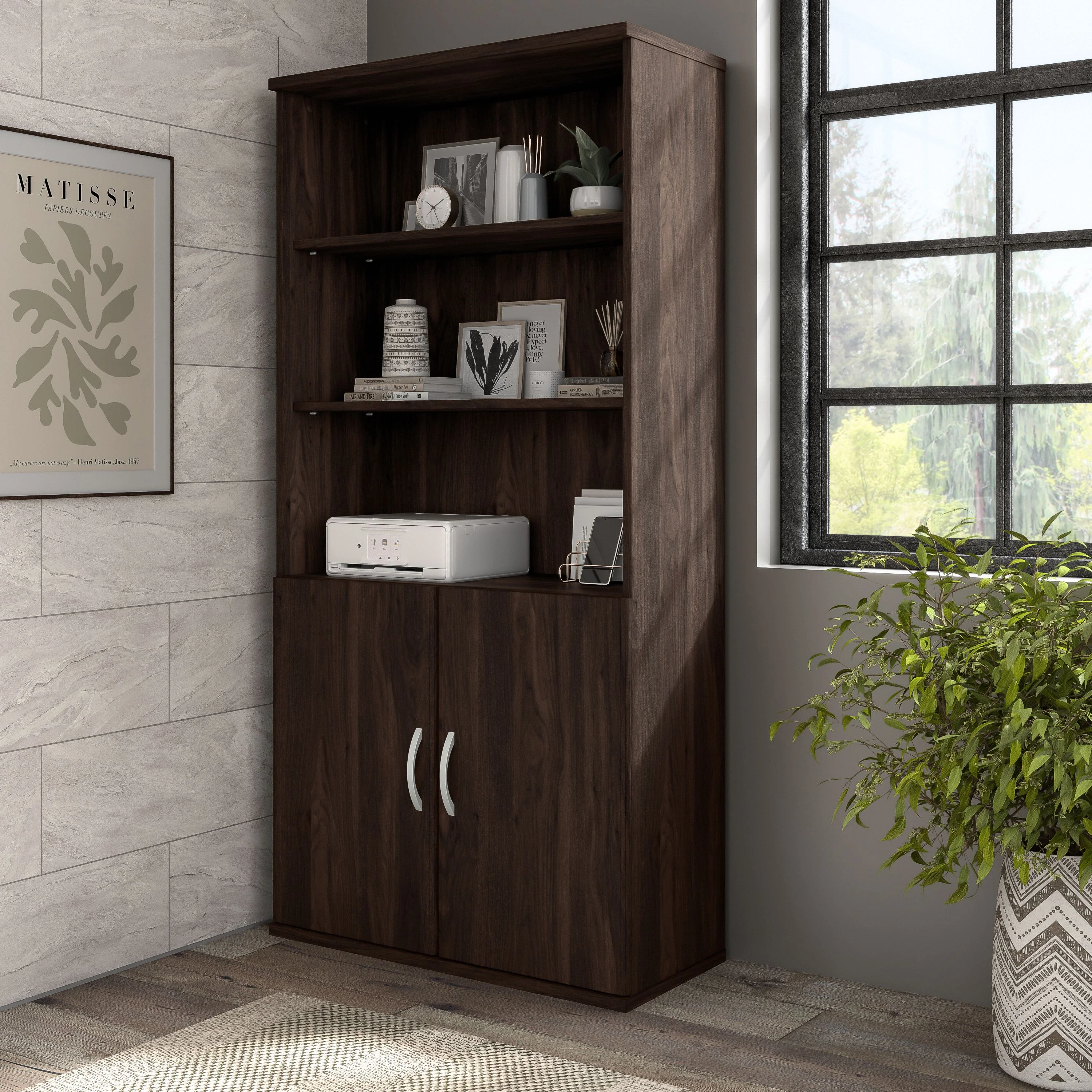 72" Modern Executive Office Desk with Metal Legs in Black Walnut - Image 7