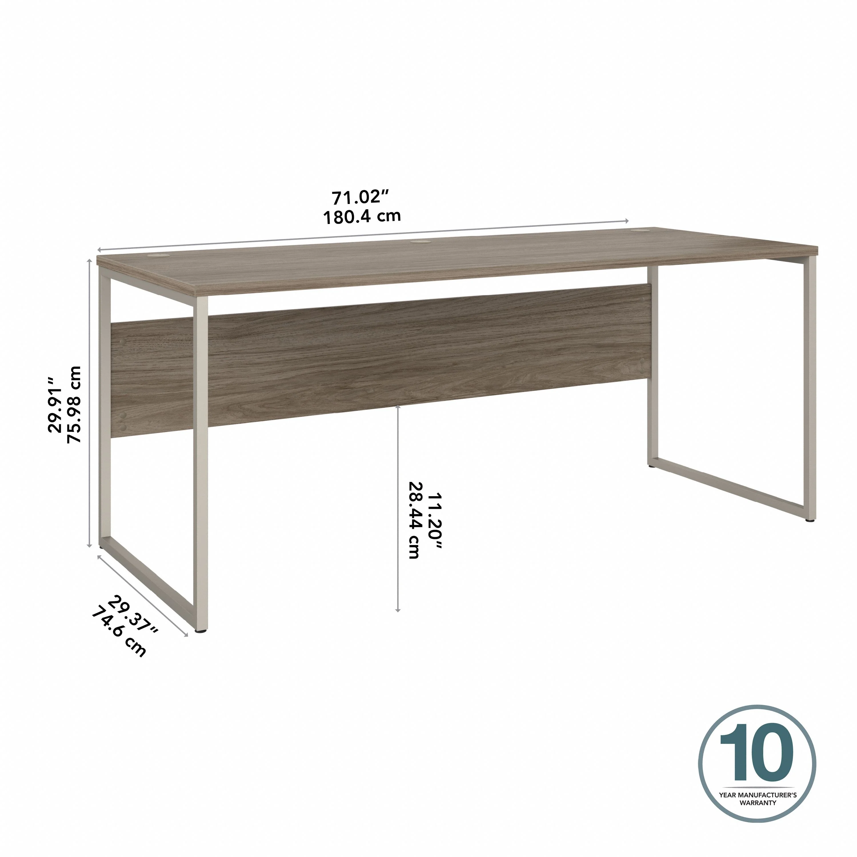 72" Modern Executive Office Desk with Metal Legs in Modern Hickory - Image 2