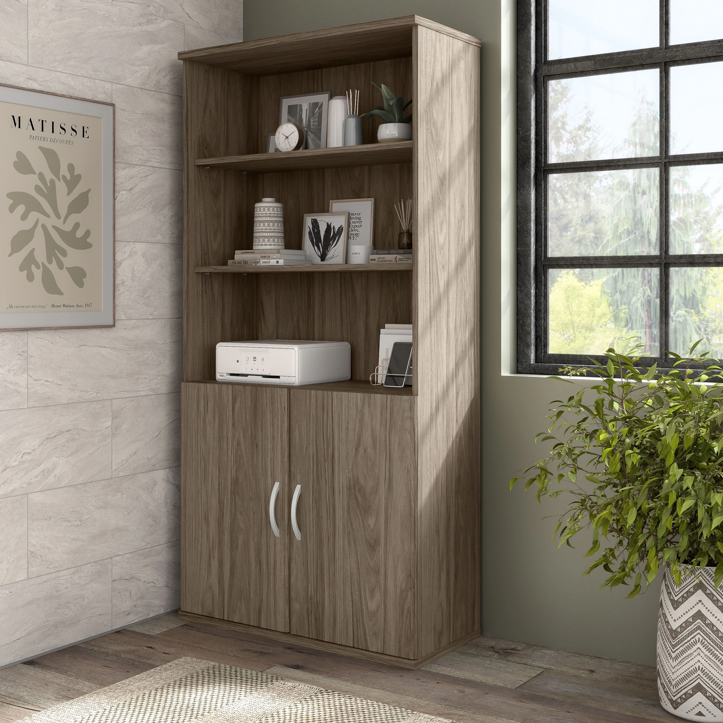 72" Modern Executive Office Desk with Metal Legs in Modern Hickory - Image 6