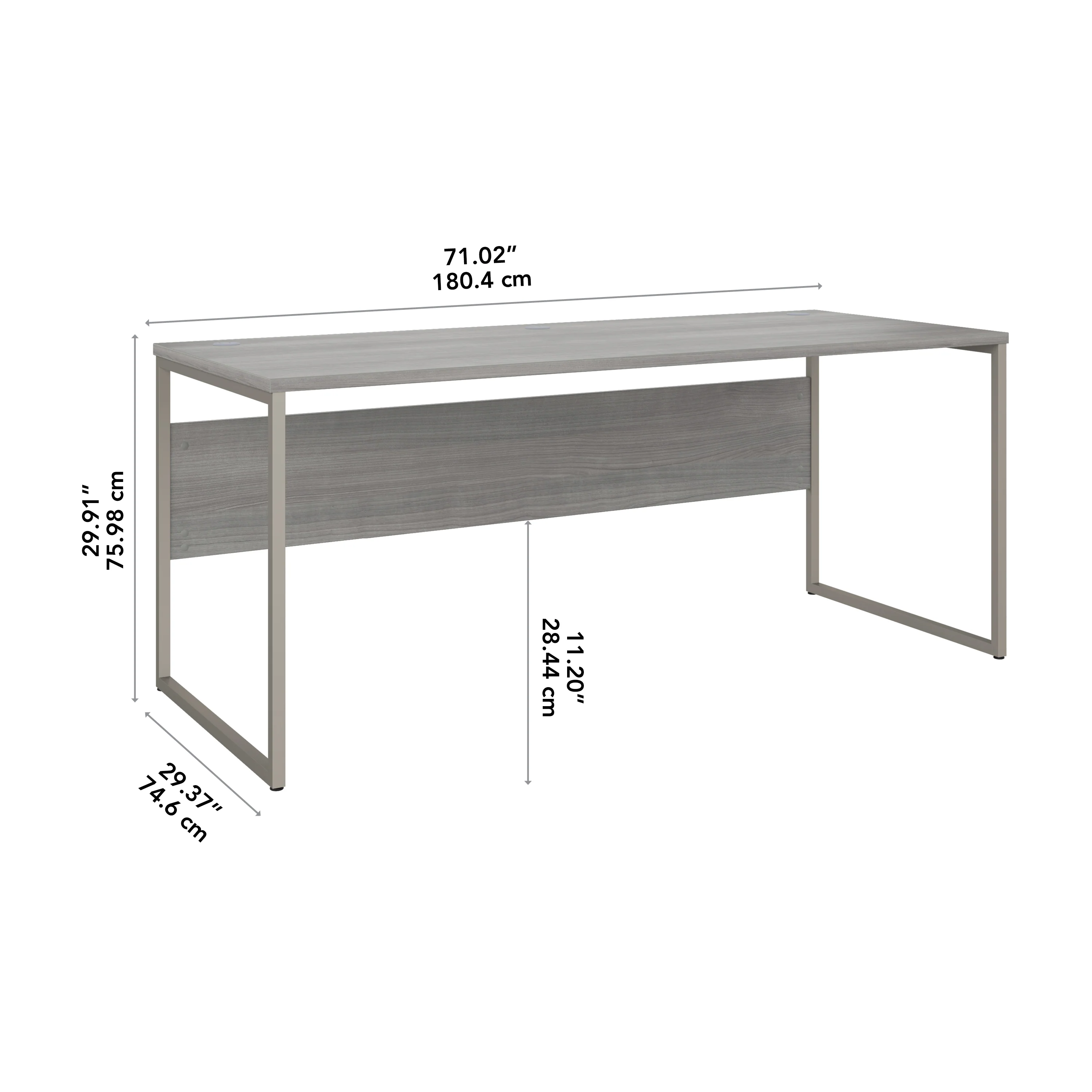 72" Modern Executive Office Desk with Metal Legs in Platinum Gray - Image 4