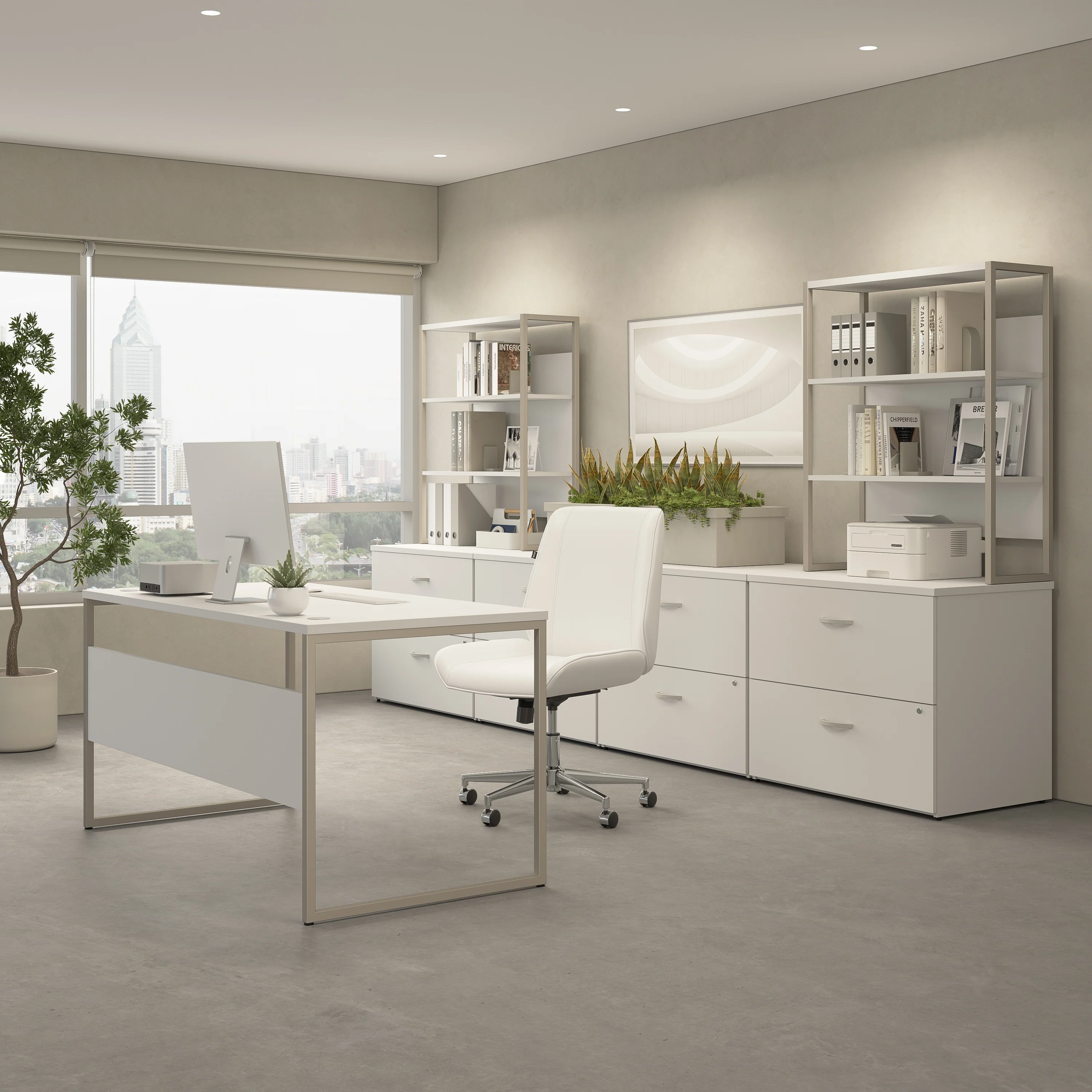 72" Modern Executive Office Desk with Metal Legs in White - Image 3