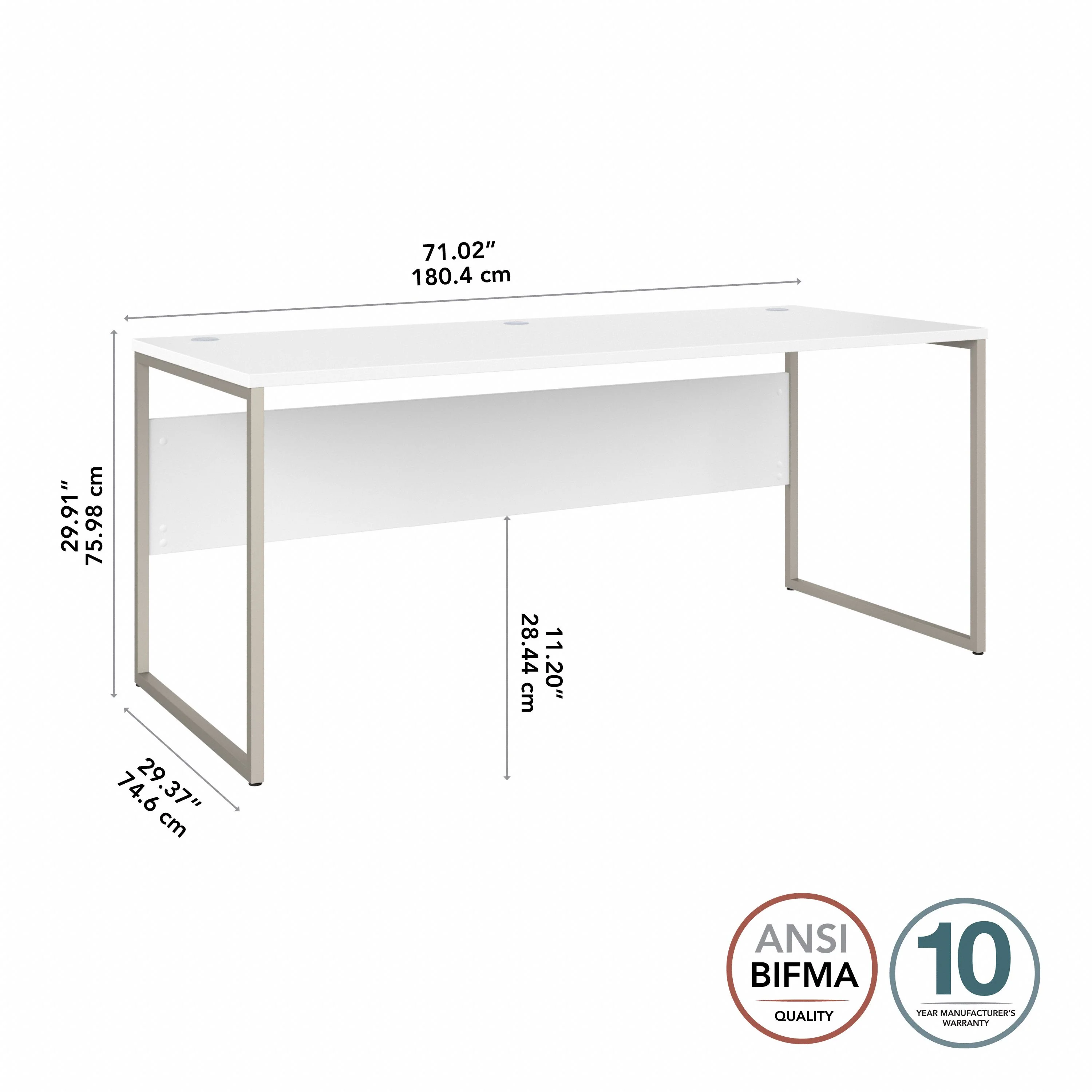 72" Modern Executive Office Desk with Metal Legs in White - Image 5