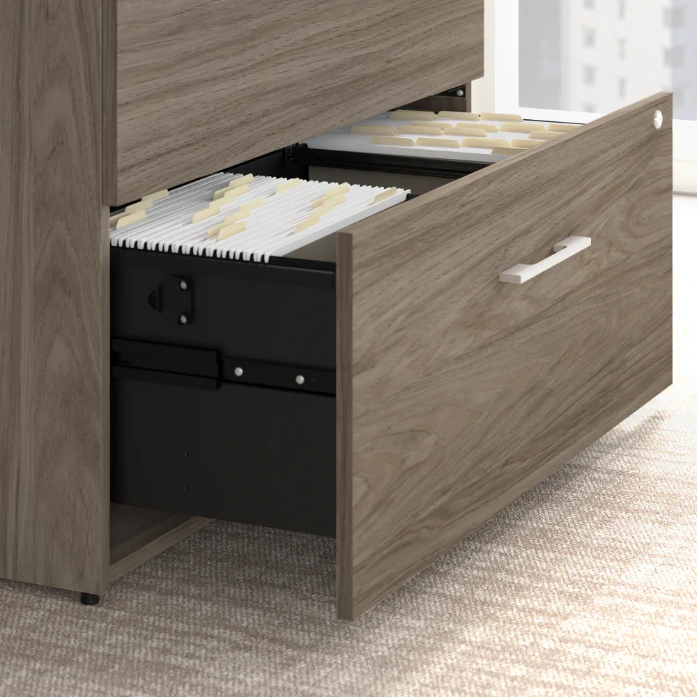 72" Modern Hickory Breakfront Executive Desk and Storage Suite - Image 3
