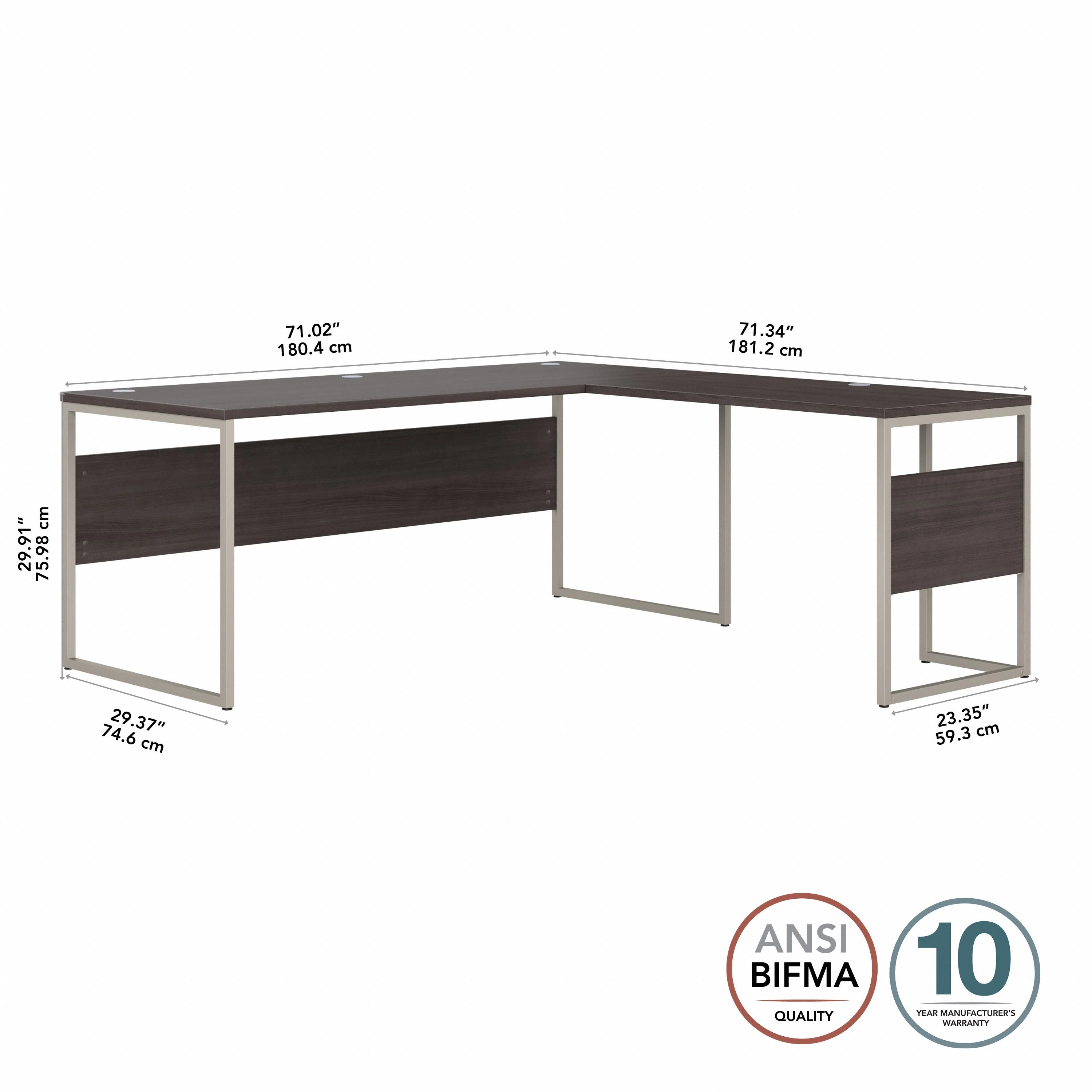 72" Modern L-Shaped Office Desk in Storm Gray - Image 4